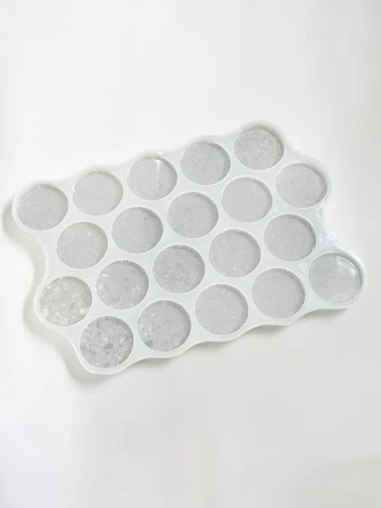 Royalchessset Coaster Silicone Mold 20-Cavity Round Epoxy Resin Platinum Cure Silicone 4-inch Diameter