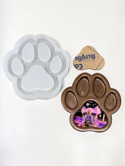 Royalchessset Dog Paw Tray Silicone Mold Epoxy Resin Casting Mold 8x8x1.1 Inch