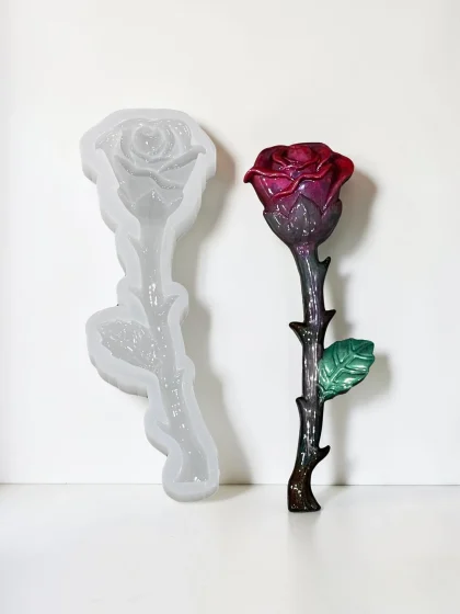 Royalchessset 3D Rose Flower Silicone Mold Platinum Cure Resin Casting & Chocolate Tray 12x3.7x1.25 Inch