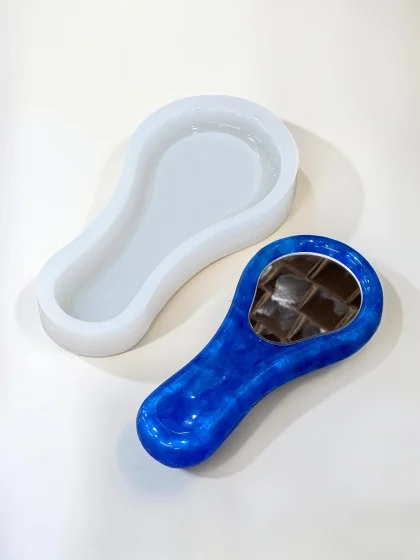 Royalchessset Spoon Rest and Hand Mirror Silicone Mold Platinum Cure 9.4x4.4x1.3 Inches