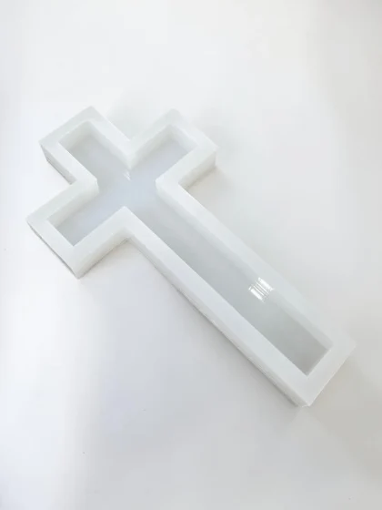 Royalchessset Cross Silicone Mold Epoxy Resin Platinum Cure Shiny Finish 12x6x1 Large Crucifix Casting Mold