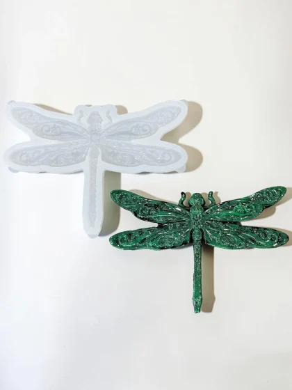 Royalchessset Dragonfly Relief Silicone Mold Flexible Platinum Cure Silicone 10.2x7.0x0.6 inches