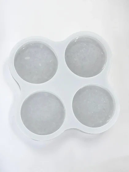 Royalchessset Coaster Mold Round Silicone 4-Cavity 4.5-inch Platinum Cure Resin Casting Tool