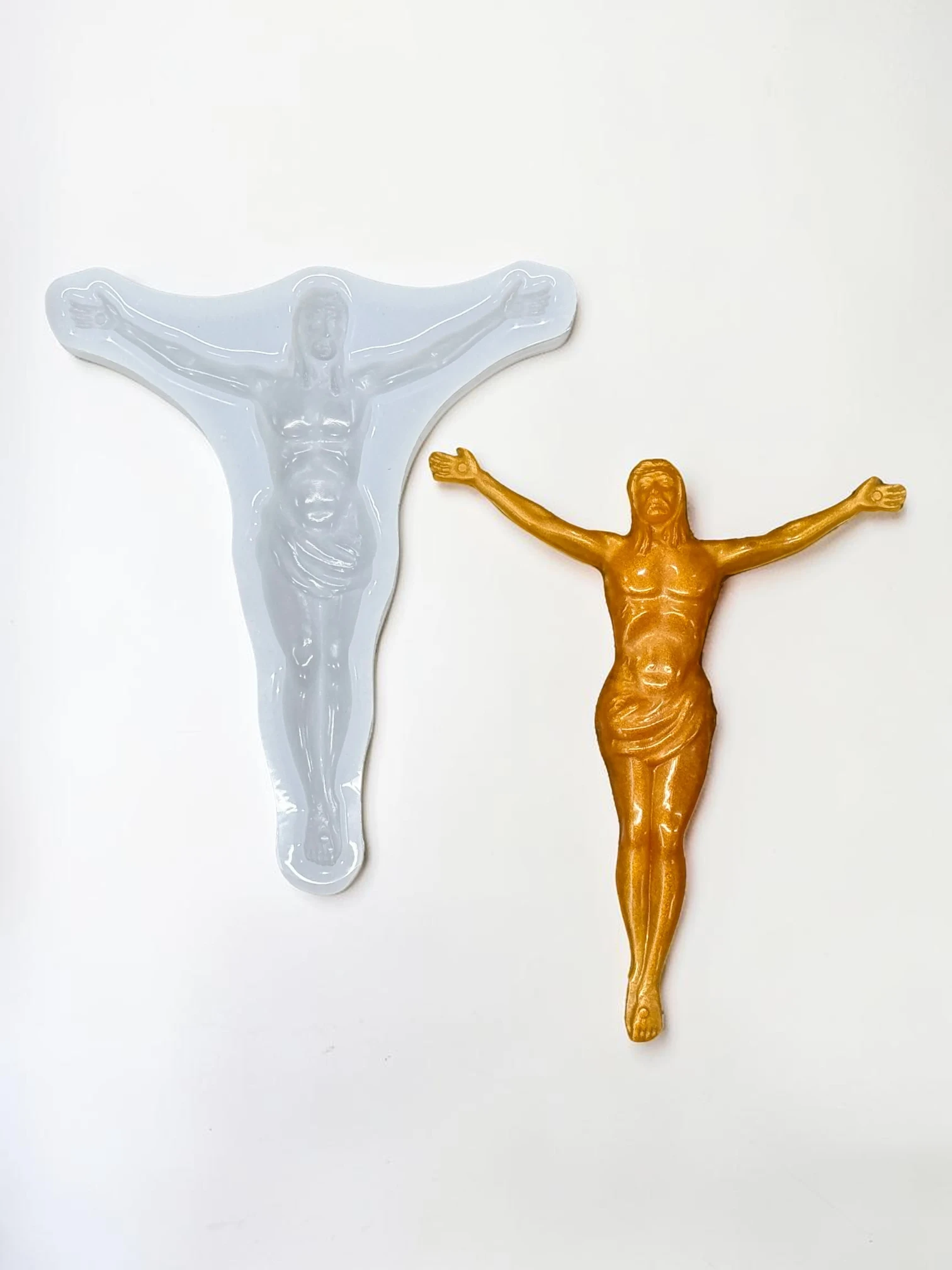 Royalchessset Jesus Corpus Silicone Mold Crucifix Making Platinum Cure Flexible Resin Casting 6.7x5.6x0.6 inches