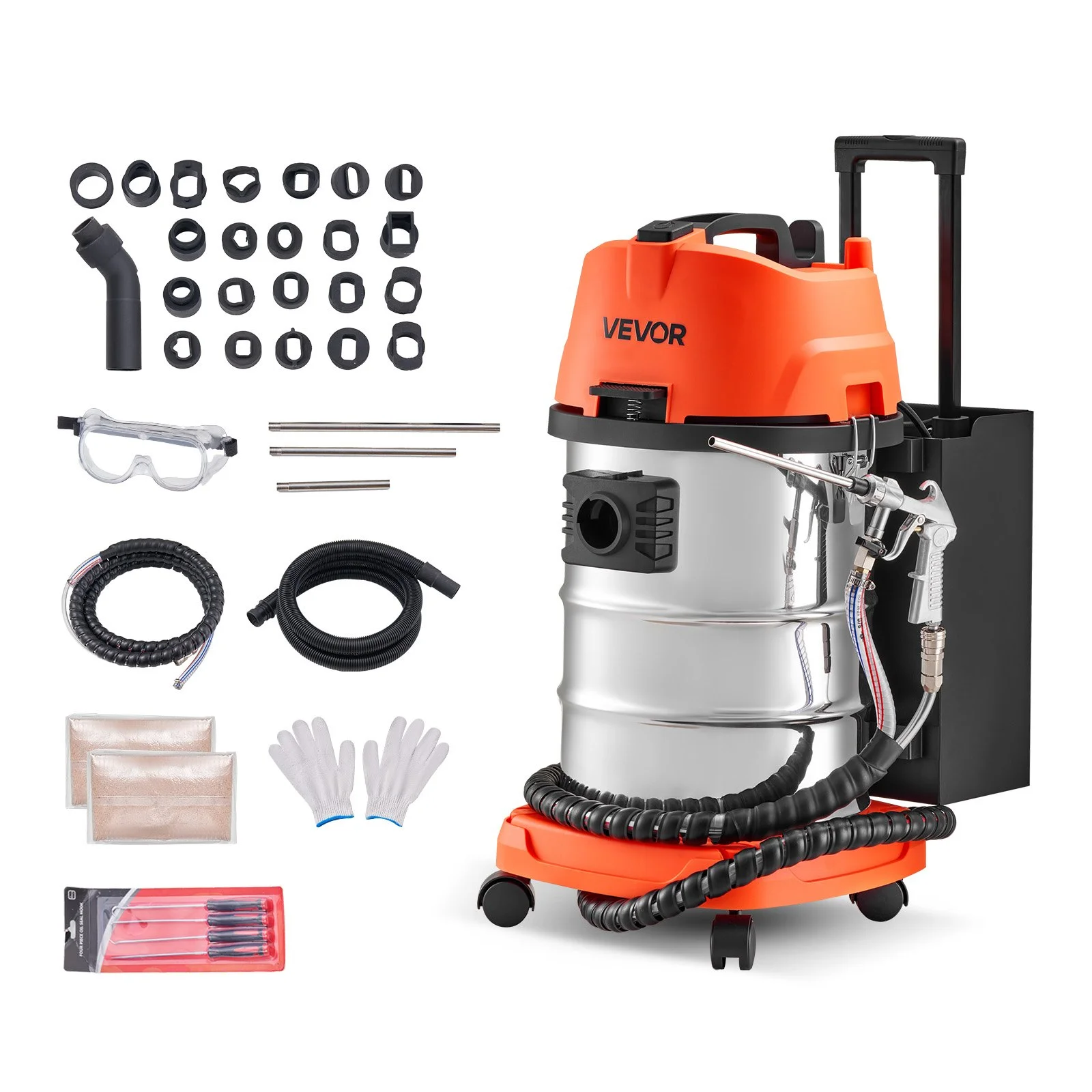 Walnut Blaster Kit for Carbon Cleaning, 1200W Sand Blaster with Built-in Vacuum, Extension Nozzle Sandblaster Gun, and 5.5lbs Walnut Shell for Engine Intake Valve Cleaning - 30L