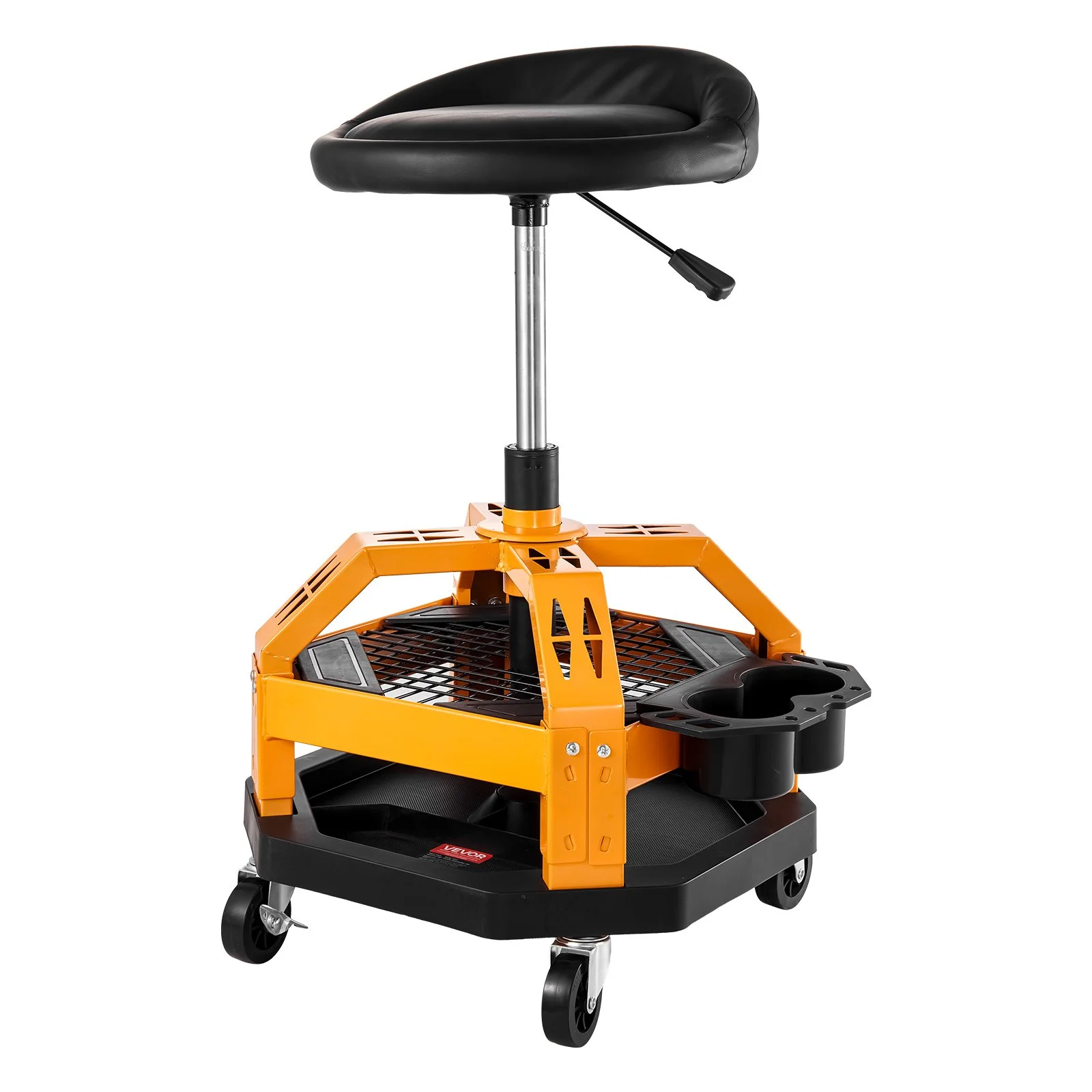 Rolling Shop Stool, Heavy-Duty Pneumatic Garage Seat with 300 lbs Capacity, Adjustable Height Roller Creeper Seat, 360° Swivel Padded Workshop Stool with Casters, for Garage, Shop & Auto Repair
