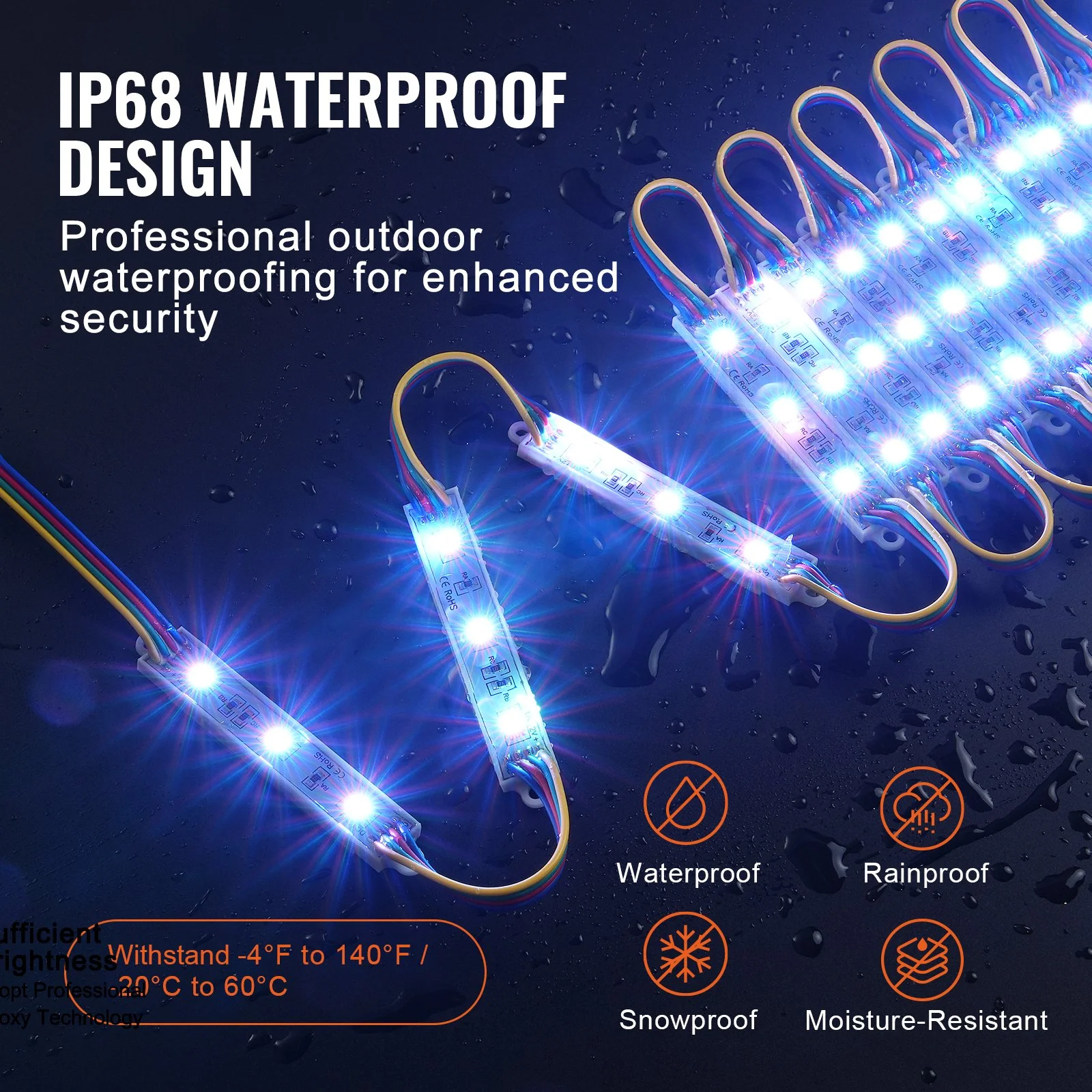 400PCS LED Storefront Lights, 207 ft, LED Module Lights, 5050 SMD 3-LED RGB Color Changing Window Lights with Remote Control for Business Store Window Advertising Letter Signs, IP68 Waterproof - Image 8