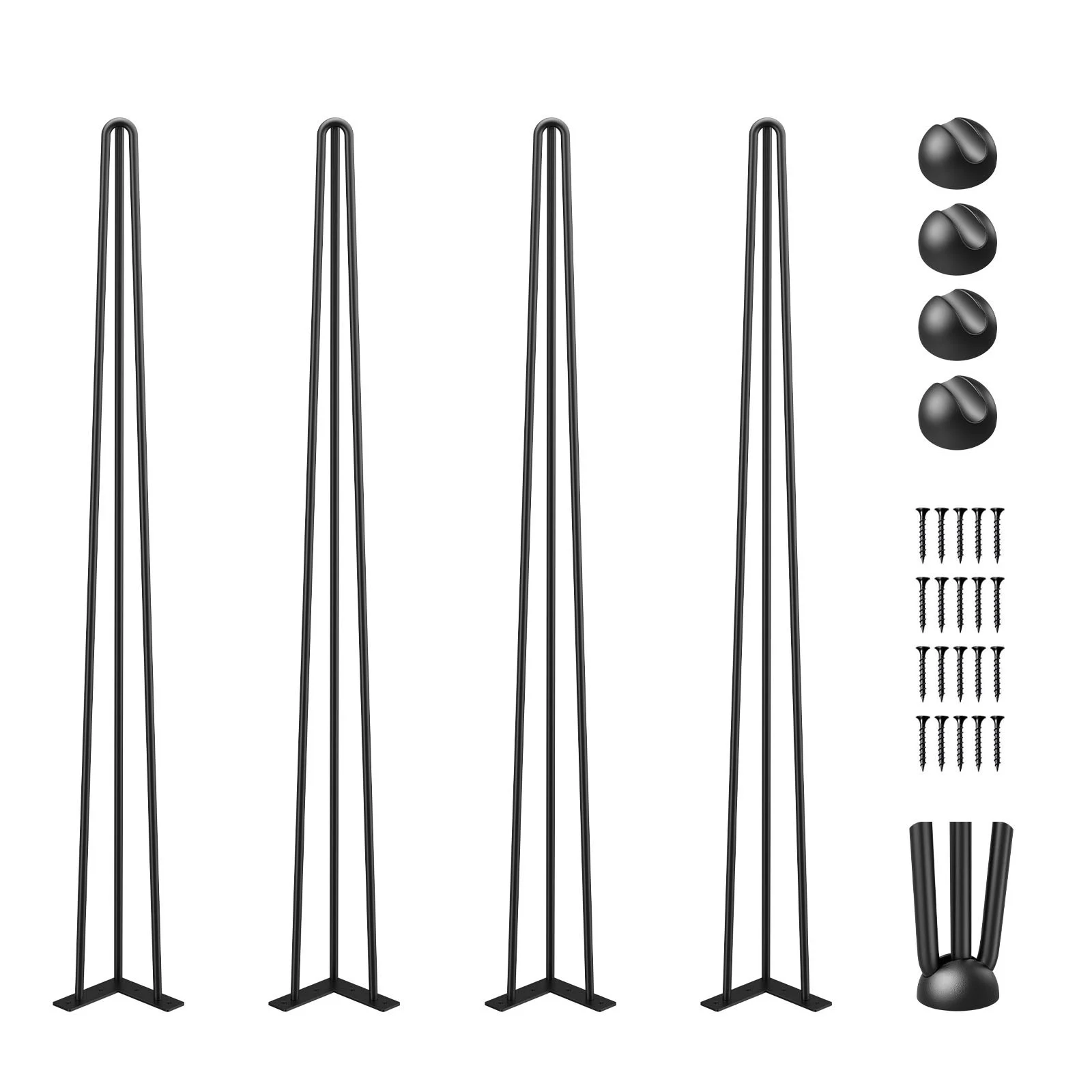 Hairpin Table Legs 34" Black Set of 4 Desk Legs 880lbs Load Capacity (Each 220lbs) Hairpin Desk Legs 3 Rods for Bench Desk Dining End Table Chairs Carbon Steel DIY Heavy Duty Furniture Legs
