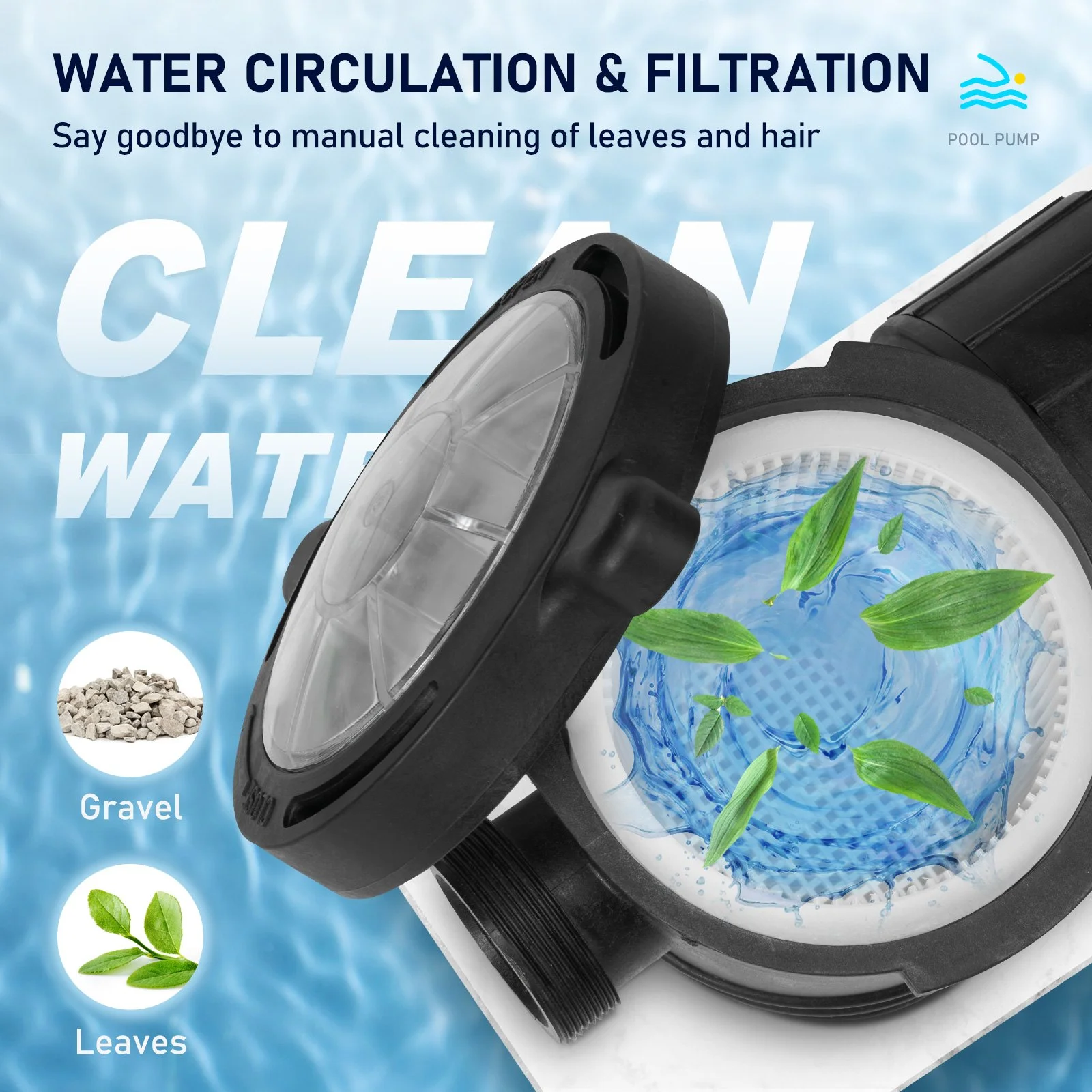 Swimming Pool Pump 1.5HP 115V 1100W, Single Speed Pumps for Above Ground, Powerful Pool Pumps with Strainer Filter Basket, 5280 GPH Max. Flow, Certification of ETL for Security - Image 7