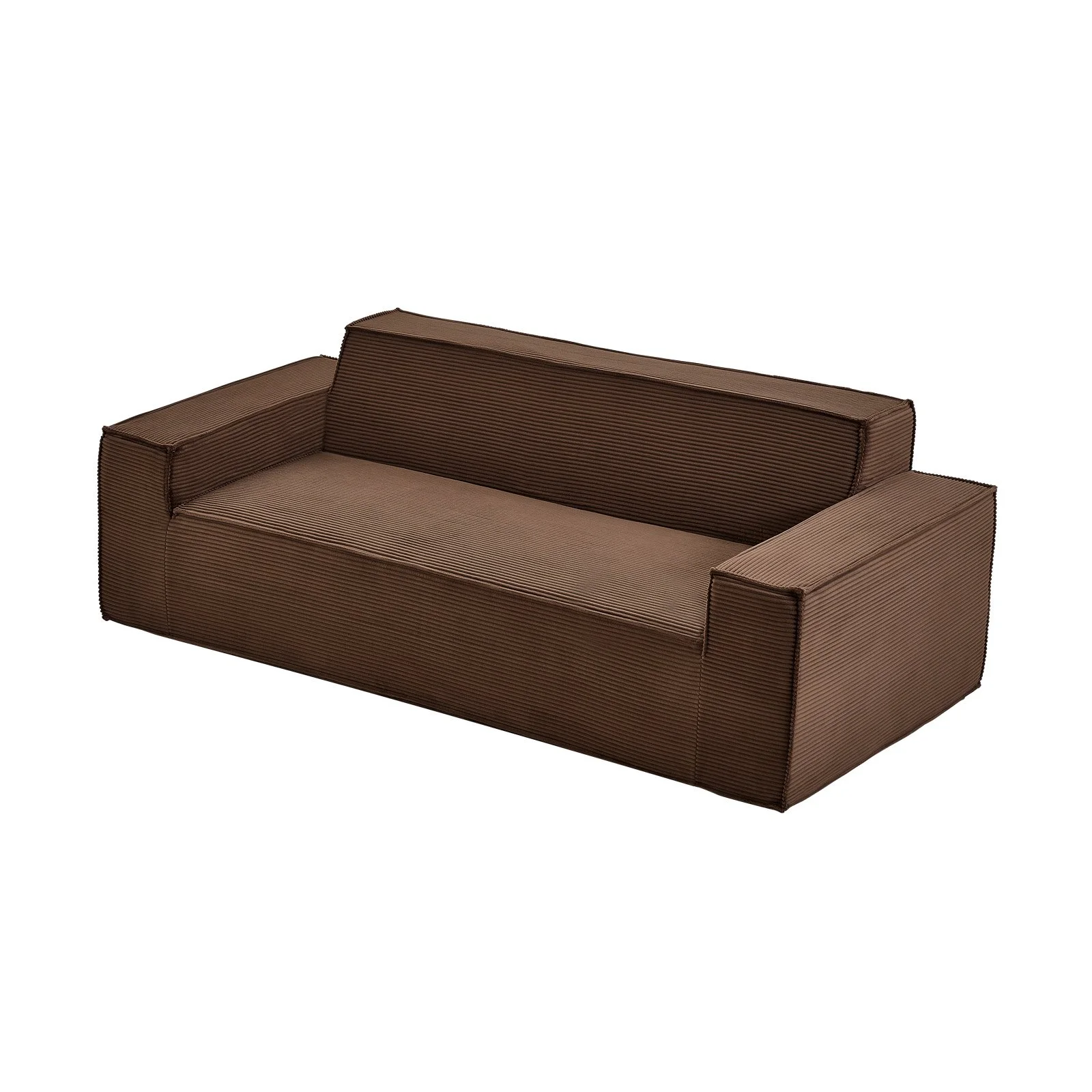 3-Seater Sofa in a Box, 83-Inch No Assembly Corduroy Couch with Memory Foam, Deep Seats for Living Room, Apartment, or Office, Brown
