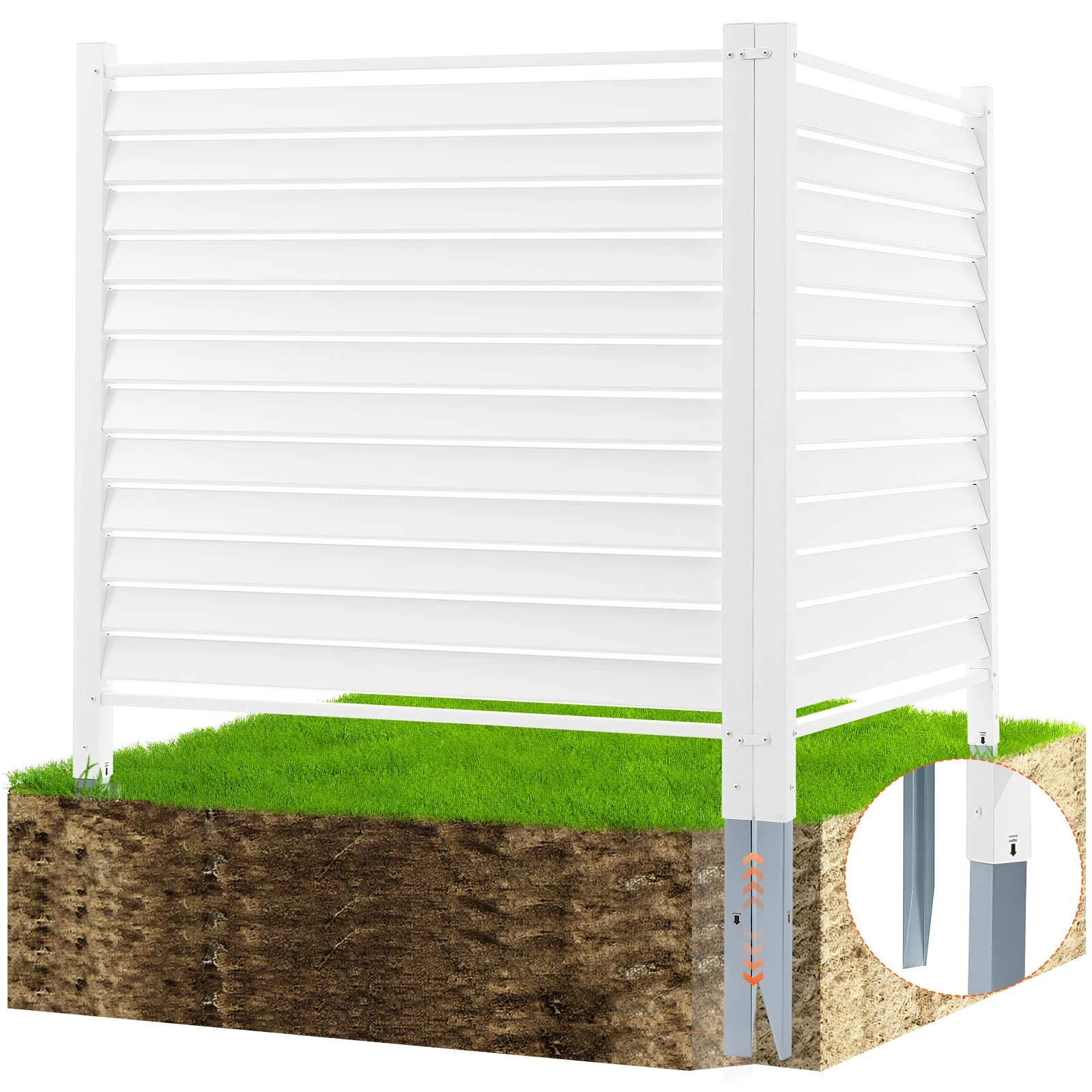 48" W x 48" H Vinyl Privacy Fence Panels, Air Conditioner Fence, Outdoor Privacy Screens for Trash Can, Pool Equipment Enclosure, Privacy Screen Kit Louvered Panels (2 Panels)