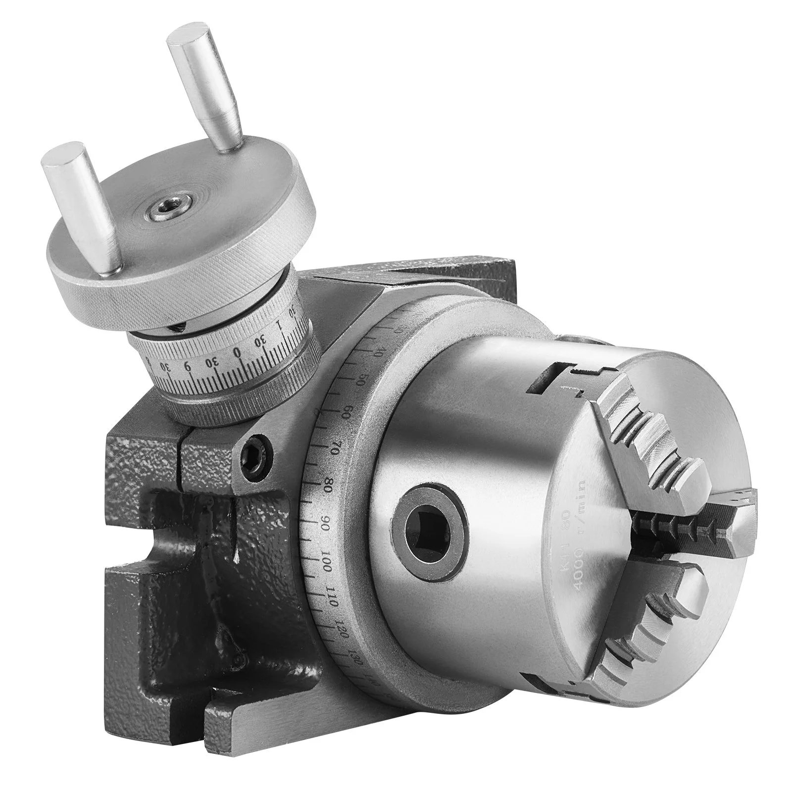 Milling Machine Rotary Table, 4''/100 mm, Versatile Horizontal & Vertical Design, Precision Crafted, Includes 3.1''/80 mm 3-Jaw Chuck, M10 T-Bolts & Nuts, Ideal for Engineering & Indexing - Image 10