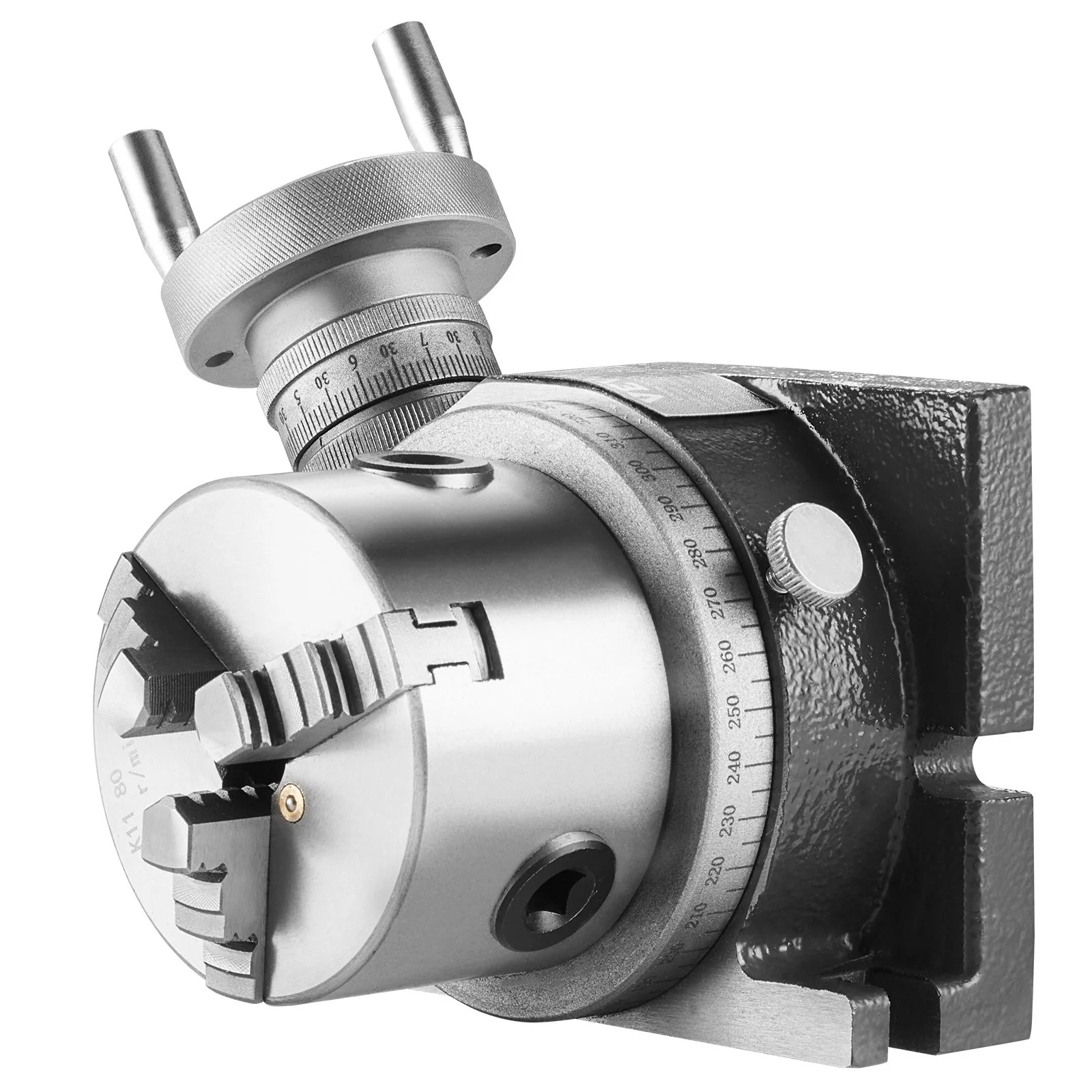 Milling Machine Rotary Table, 4''/100 mm, Versatile Horizontal & Vertical Design, Precision Crafted, Includes 3.1''/80 mm 3-Jaw Chuck, M10 T-Bolts & Nuts, Ideal for Engineering & Indexing - Image 9