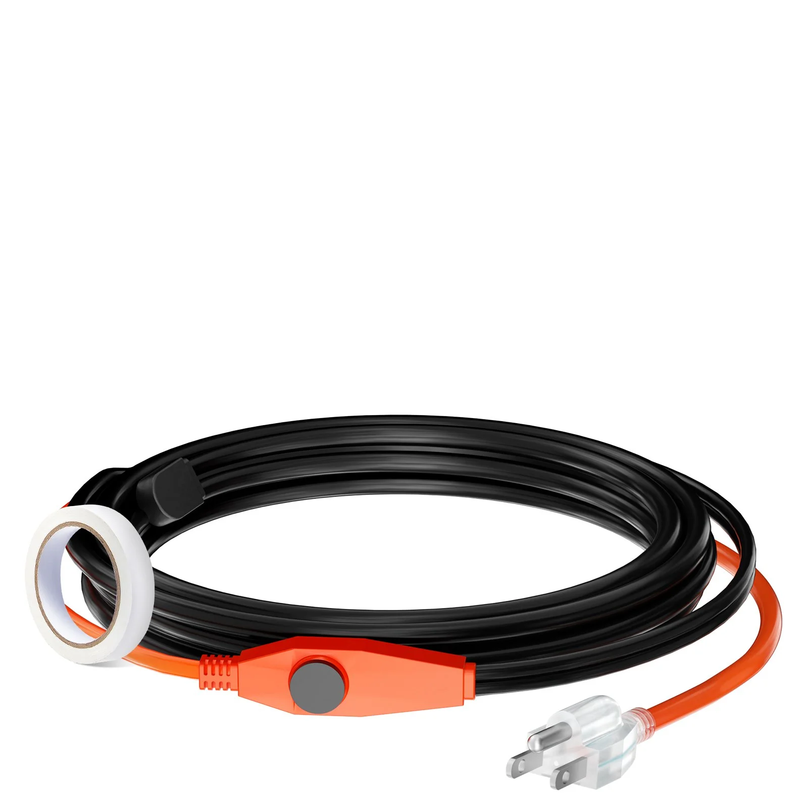 Pipe Heating Cable, 12FT 7W/FT Heat Tape for Pipes with Built-in Thermostat, Water Pipe Heat Cable Protects PVC Hose, Metal and Plastic Pipe from Freezing