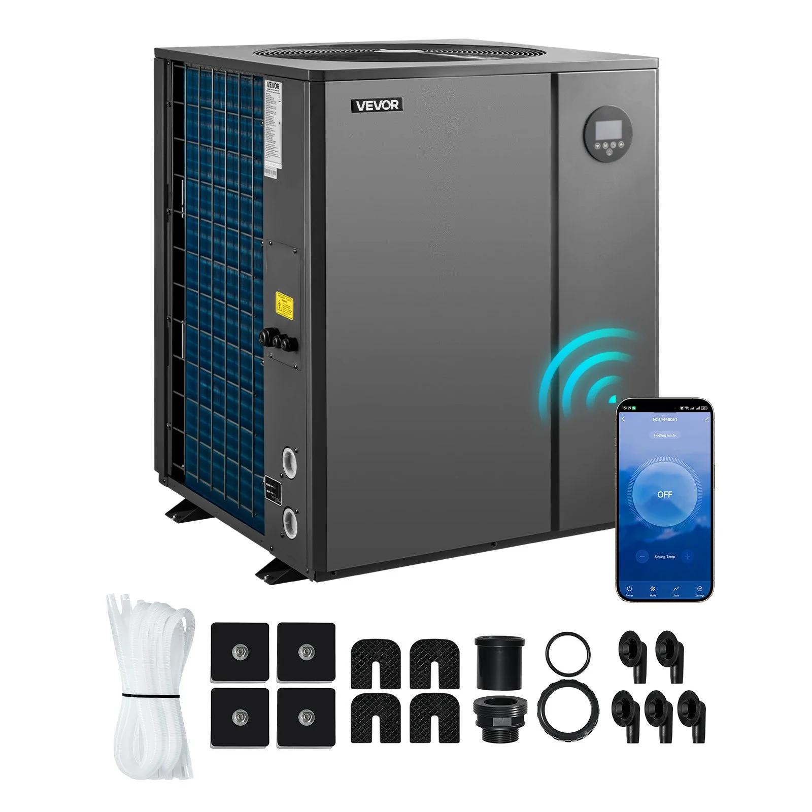 Pool Heat Pump Max 104790 BTU, Electric Pool Heater for In-Ground Up to 27738 Gallons, All-DC Inverter Technology, WiFi & App Remote Control, Multiple Protection for Swimming Parties