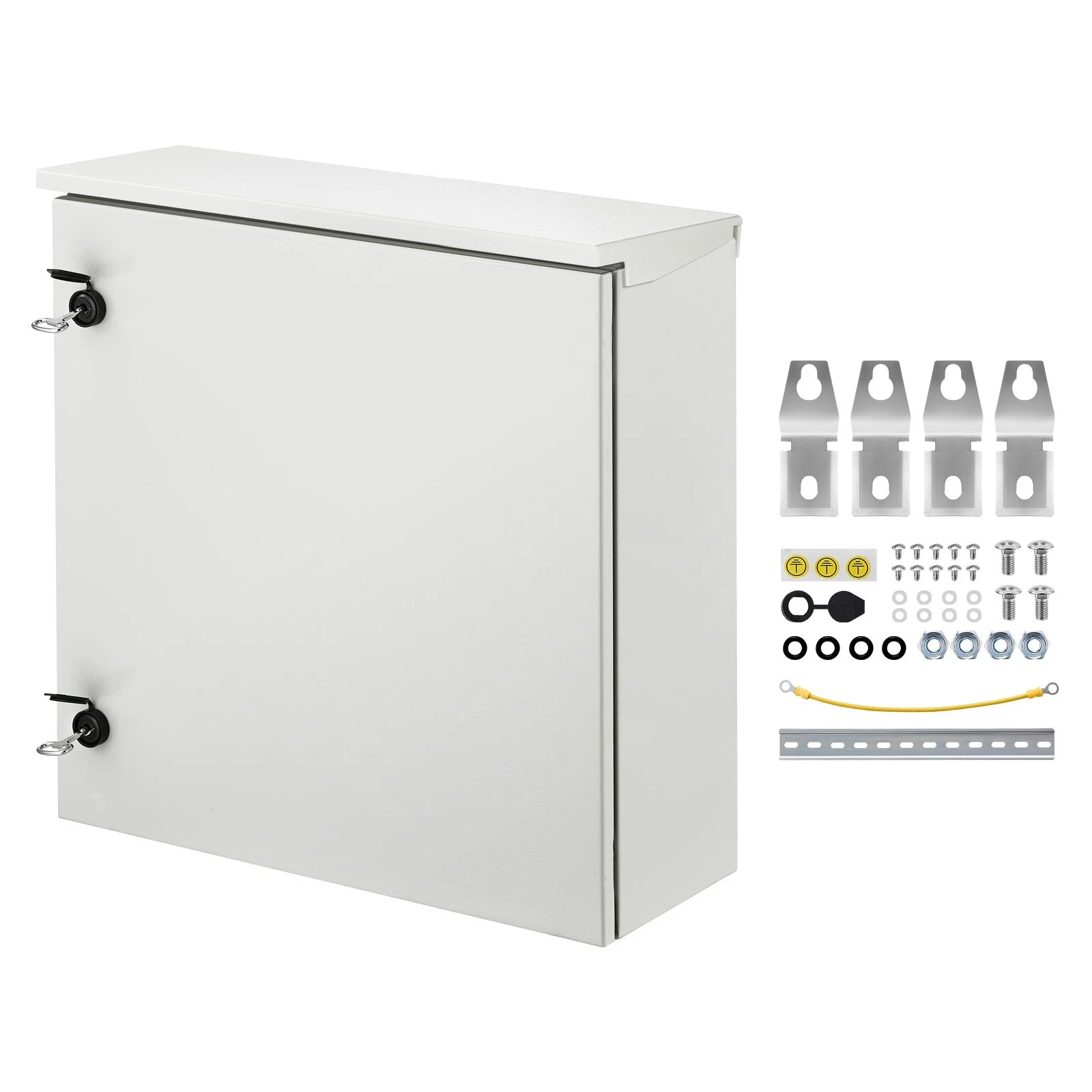 Electrical Enclosure, 24'' x 24'' x 8'', NEMA 4 Outdoor Enclosure, IP65 Waterproof & Dustproof Cold-Rolled Carbon Steel Hinged Junction Box for Outdoor Indoor Use, with Rain H