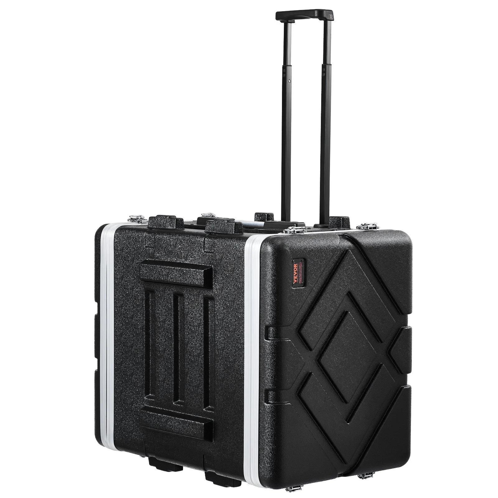8U Rack Case, Standard 19 in Depth, Server Rack Cabinet with ABS Construction Wheels Heavy-Duty Twist Butterfly Latches, Detachable Front & Back Panels, for Amps, Mixers, Microphone Receivers