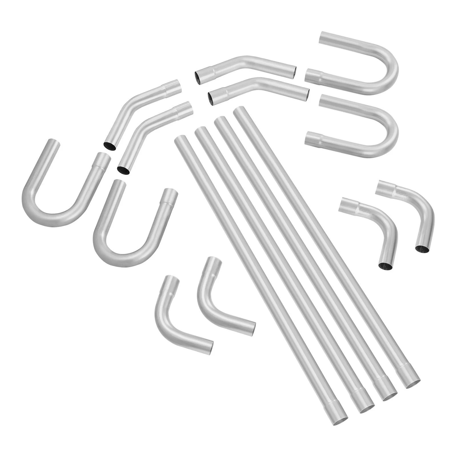 Exhaust Kit, 16pcs, DIY Universal Galvanized Steel Exhaust Kit with Slip-Fit Joint & Large Exhaust Tube, Rust-Proof Exhaust Pipe for Exhaust System, Fit for Garage/Auto Repair Store/4S Store