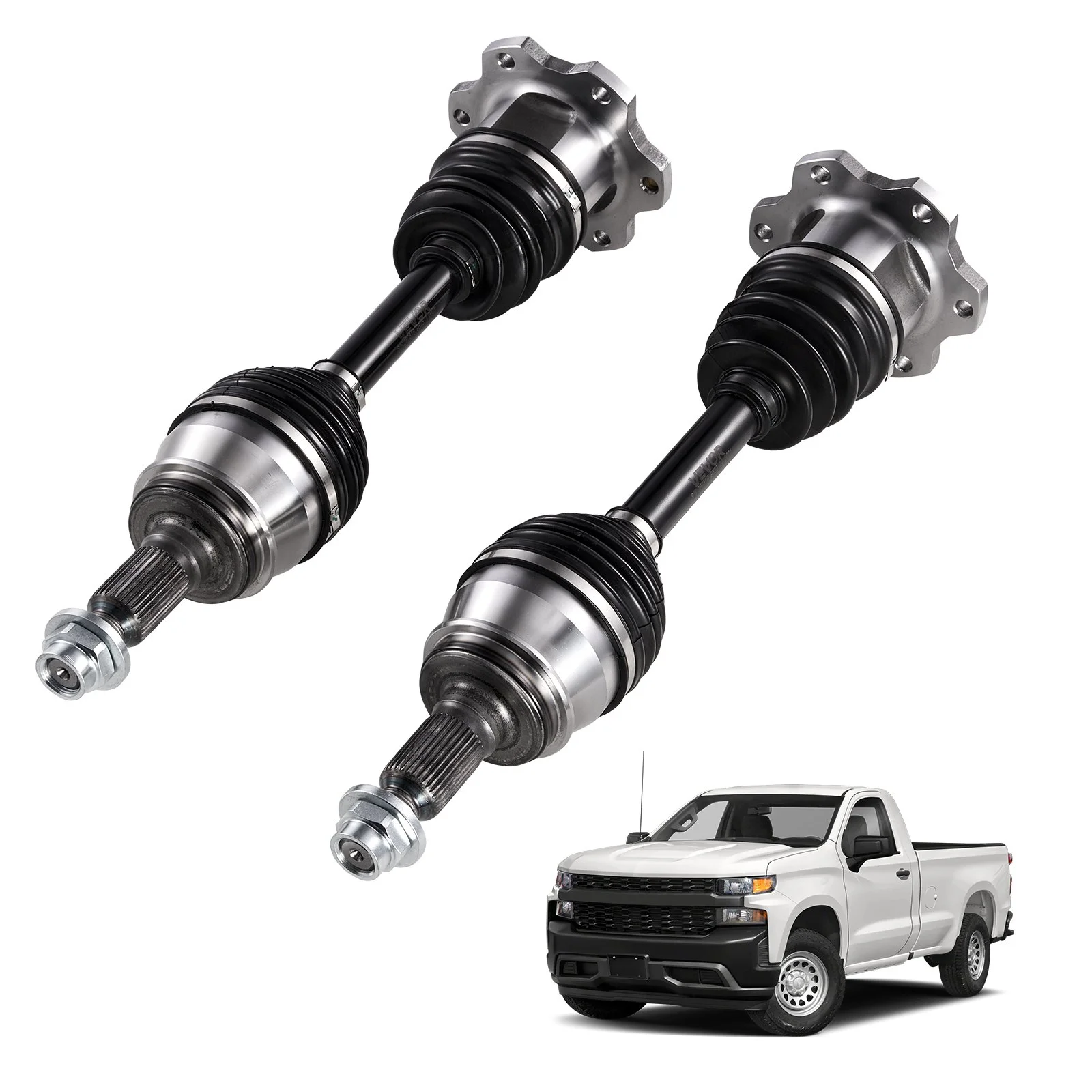 CV Axle Shaft Assembly, 2 Pieces Front Left & Right (Driver and Passenger Side), Automotive Replacement Axles Pair Compatible with 1999-2006 Chevrolet Silverado 1500, Alloy Steel & Carbon Steel