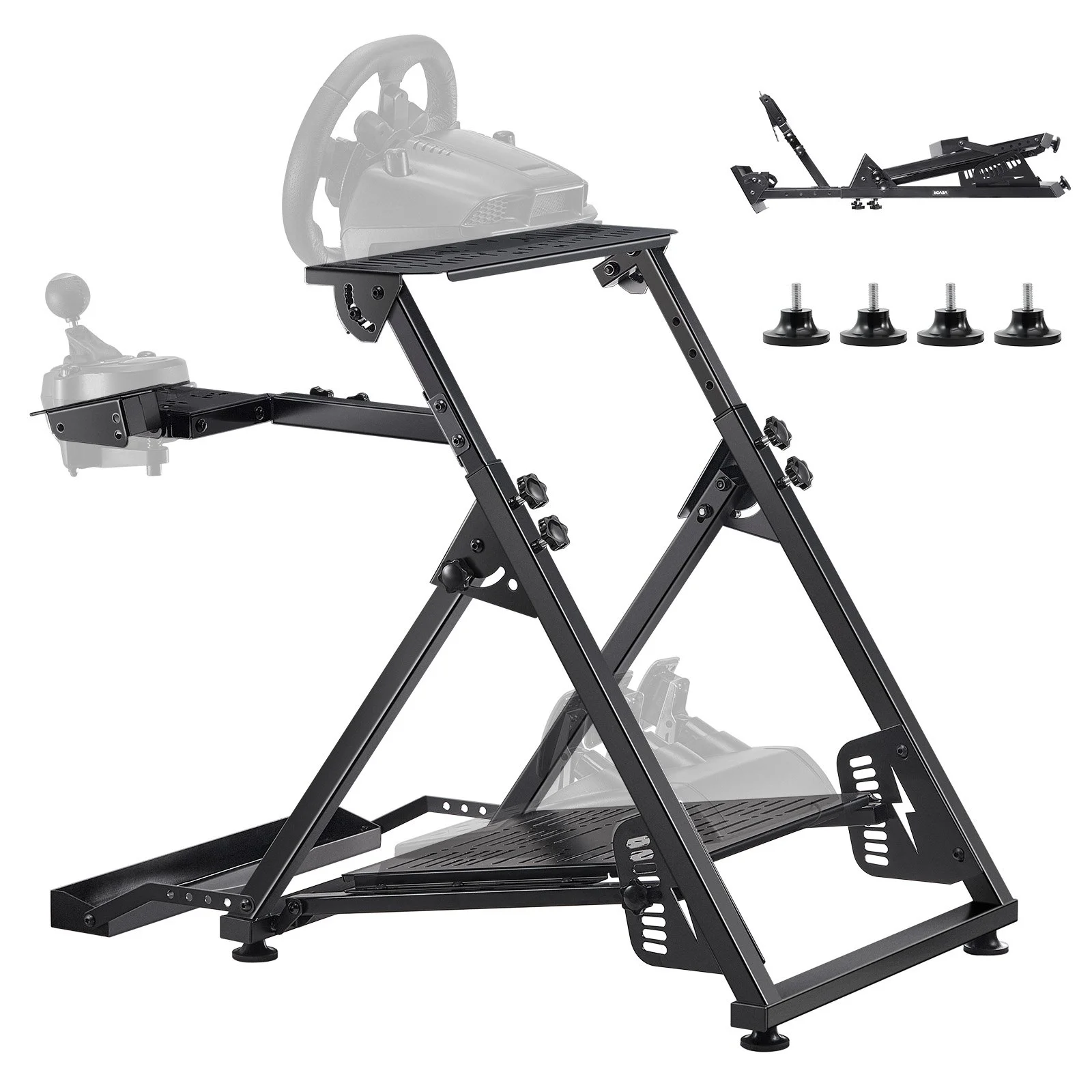 Racing Wheel Stand, Adjustable & Foldable Simulator Stand for Logitech G923 G920 G29 G27, Thrustmaster T300RS TX F458 T500RS T3PA-PRO(F1/GT) Gaming Cockpit,Pedals Simulator NOT Included