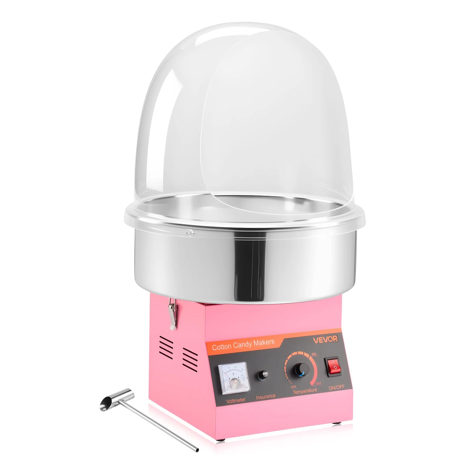 Electric Cotton Candy Machine, 1000W Commercial Floss Maker With Cover, Commercial Cotton Candy Machine w/Stainless Steel Bowl & Sugar Scoop, Ideal for Carnival, Birthday, Family Party, Pink