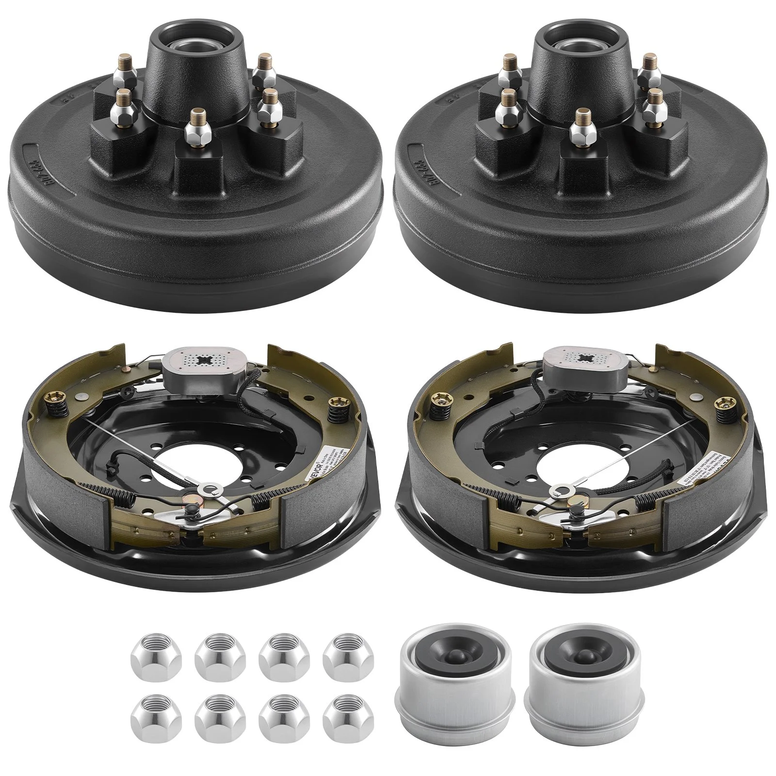 Electric Trailer Brake Assembly, 12 x 2 Inch, 1 Pair Self-Adjusting Electric Brakes Kit for 6000 lbs Trailer Axle, Backing Plates for Braking System Part Replacement, Fit for Trailers, RVs