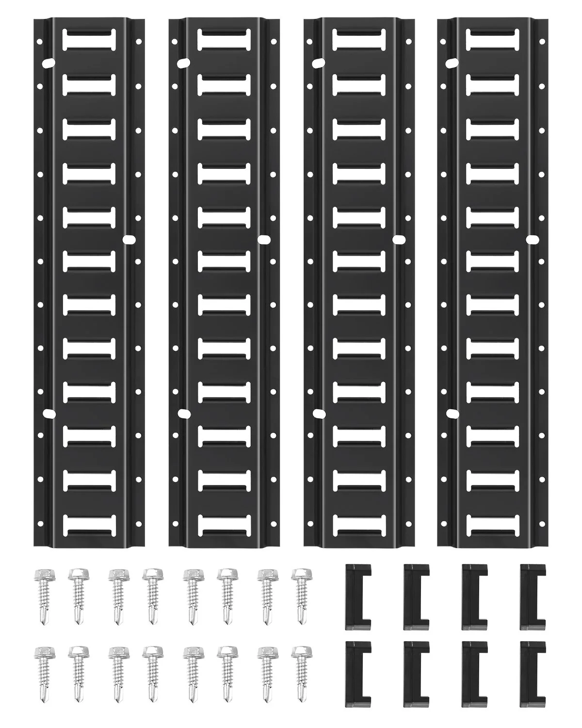 E Track Tie Down Rail Kit, 2' Steel Rails, 4 Pack, Secure Cargo & Heavy Loads Up to 2000 lbs, Heavy Duty Etrack Rails with Screws for Garages, Vans, Trailers, Motorcycle Tie Downs, ATV Mountings