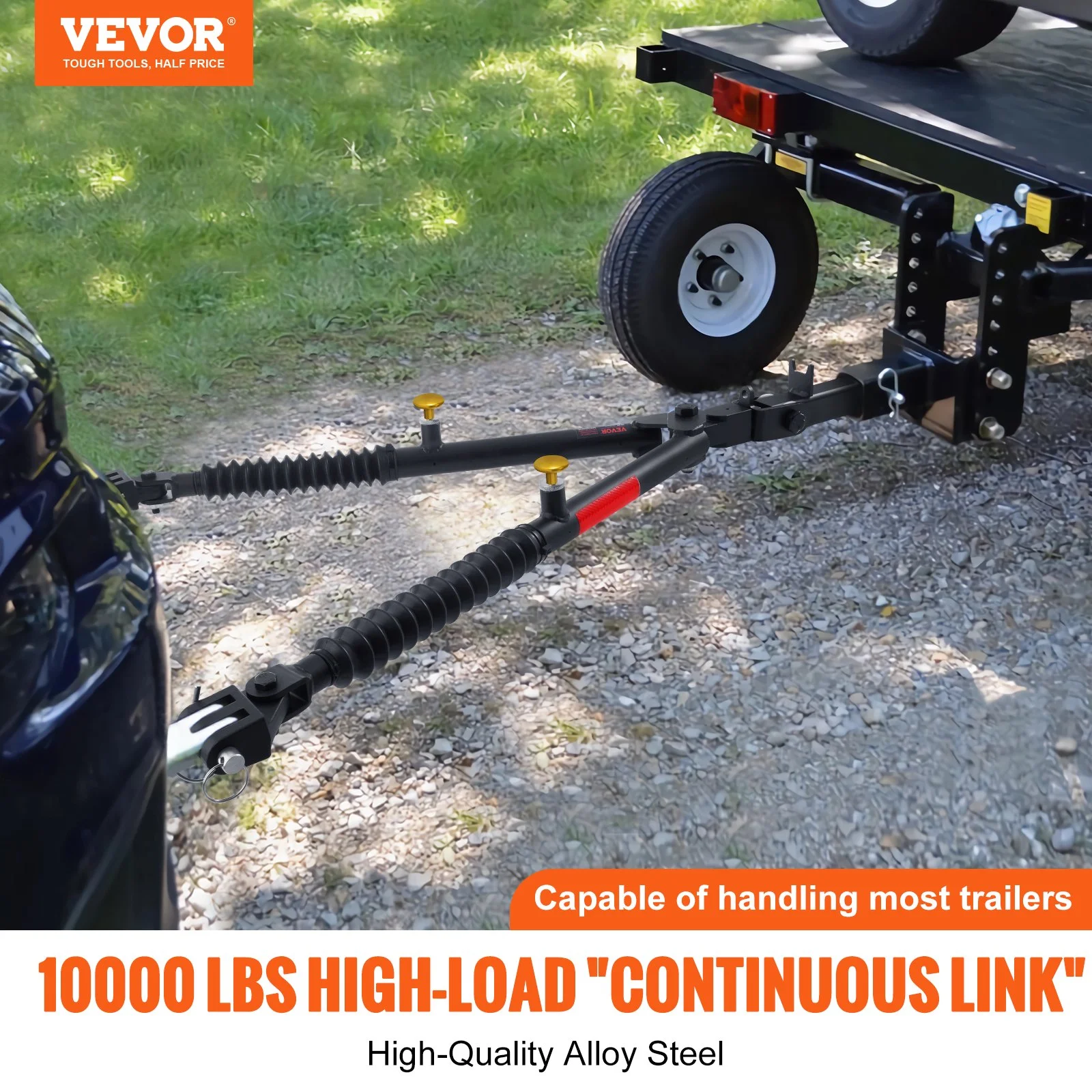 Tow Bar, 10000 lbs Towing Capacity with Ropes, Powder-Coating Alloy Steel Bumper-Mounted Universal Towing Bar with Max 52 inches Telescopic Rod, Fits 2-inch Connector, for RV Car Trailer Truck - Image 7