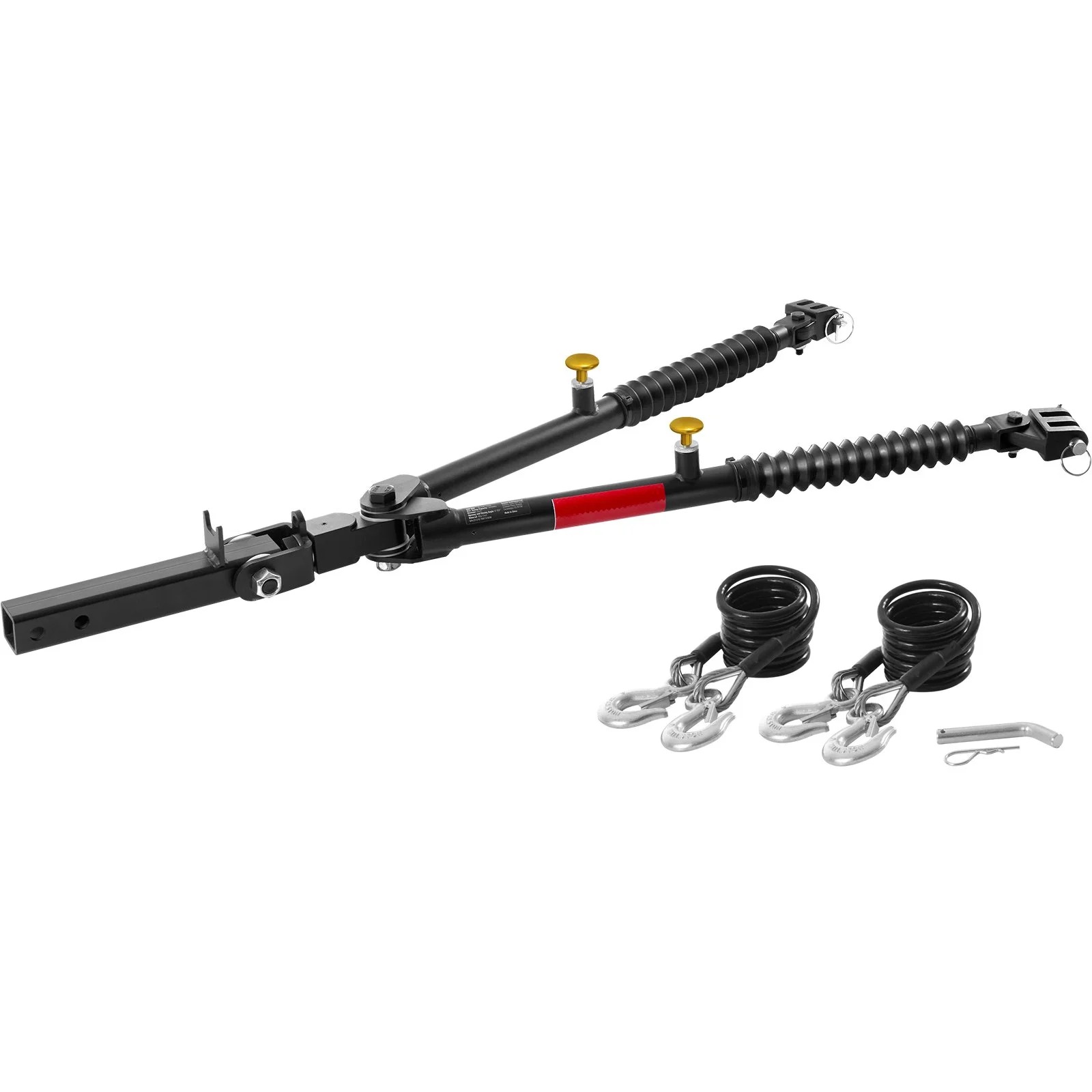 Tow Bar, 10000 lbs Towing Capacity with Ropes, Powder-Coating Alloy Steel Bumper-Mounted Universal Towing Bar with Max 52 inches Telescopic Rod, Fits 2-inch Connector, for RV Car Trailer Truck