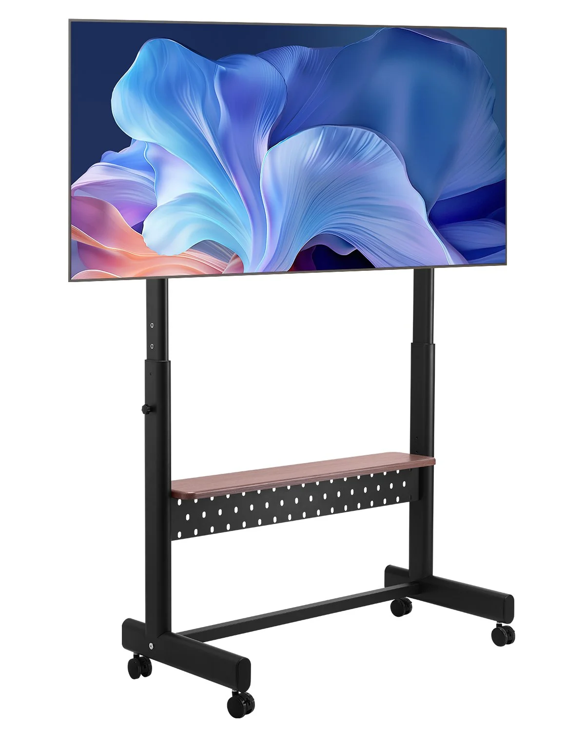 Rolling TV Stand, Mobile TV Cart for 55-100 Inch Screens, Height Adjustable Portable Monitor Stand with Tray, Holds up to 205 lbs for Living Room, Bedroom, Office, Outdoor Max VESA 800 x 600 mm