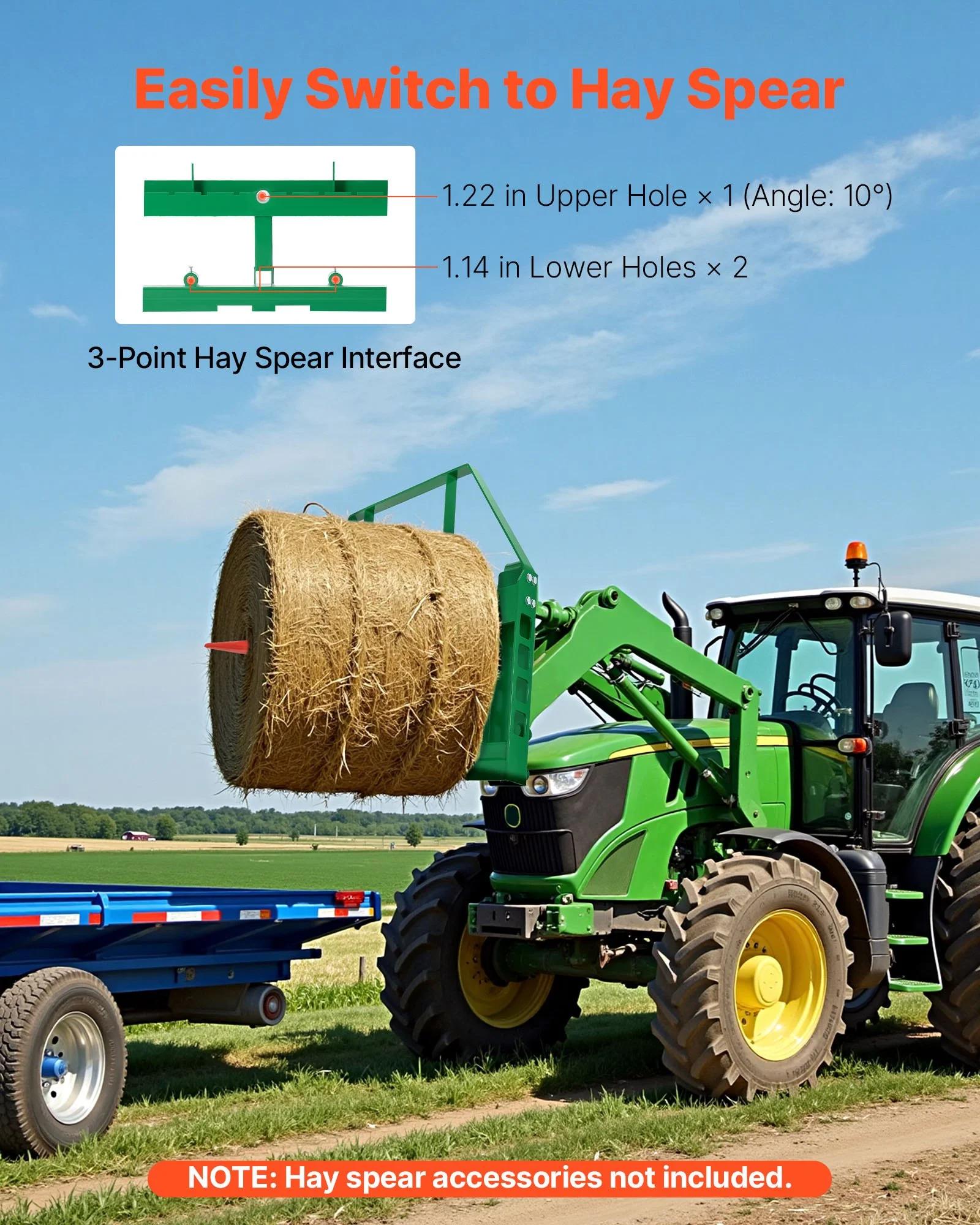 Pallet Fork Frame Attachment with 48-inch Skid Steer Forks for JD Tractors - Image 11