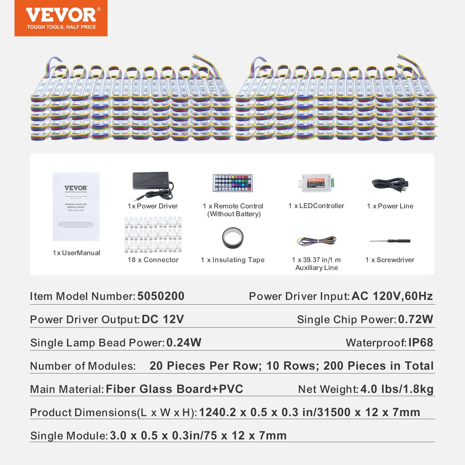 200PCS LED Storefront Lights, 103 ft, LED Module Lights, 5050 SMD 3-LED RGB Color Changing Window Lights with Remote Control for Business Store Window Advertising Letter Signs, IP68 Waterproof - Image 4
