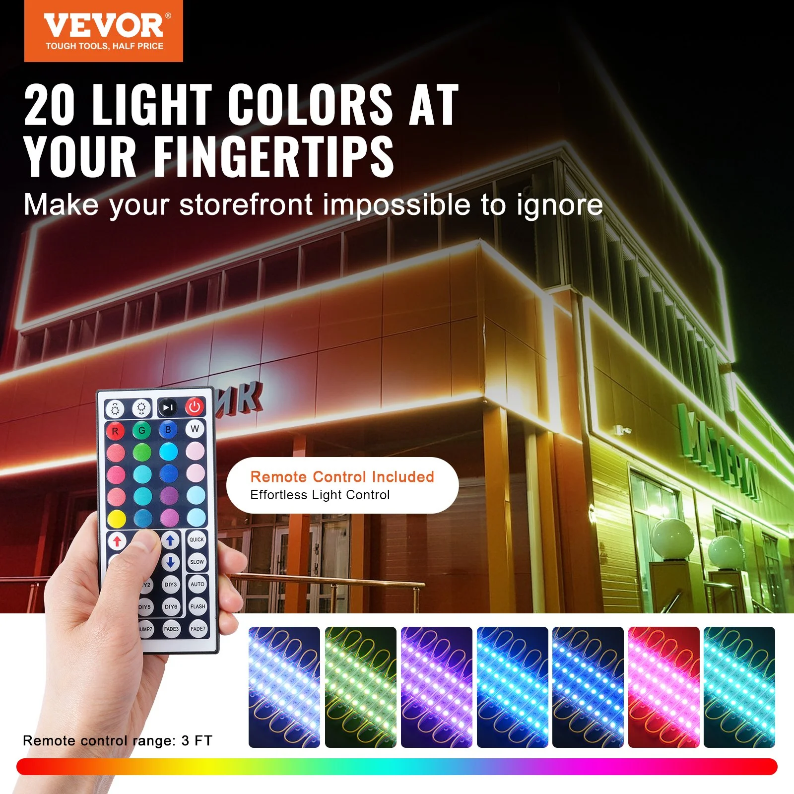 200PCS LED Storefront Lights, 103 ft, LED Module Lights, 5050 SMD 3-LED RGB Color Changing Window Lights with Remote Control for Business Store Window Advertising Letter Signs, IP68 Waterproof - Image 7