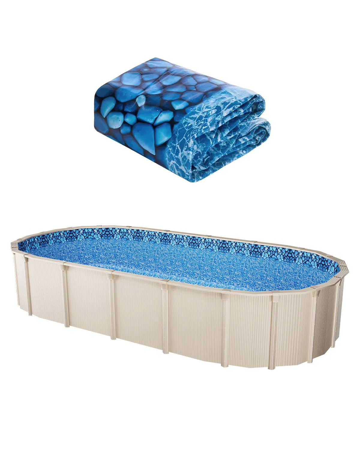 18-Foot-by-33-Foot Oval Pool Liner for Overlap Above Ground Swimming Pools, 48-to-54inch Wall Height, Durable Standard Gauge Vinyl