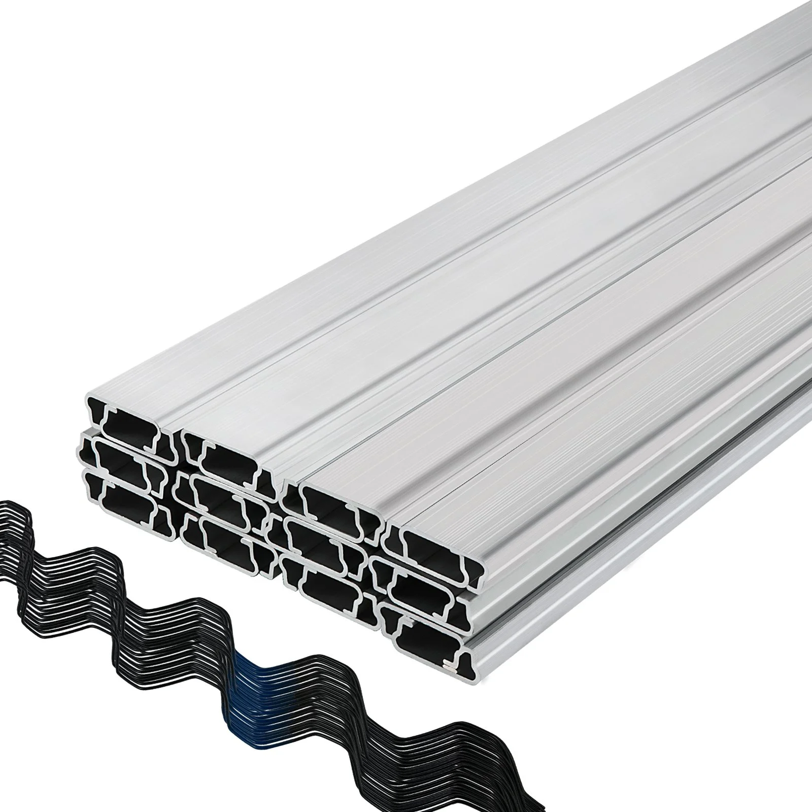 Spring Wire and Lock Channel, 6.56ft Spring Lock & U-Channel Bundle for Greenhouse, 50 Packs PE Coated Spring Wire & Aluminum Alloy Channel, Plastic Poly Film or Shade Cloth Attachment with Scre