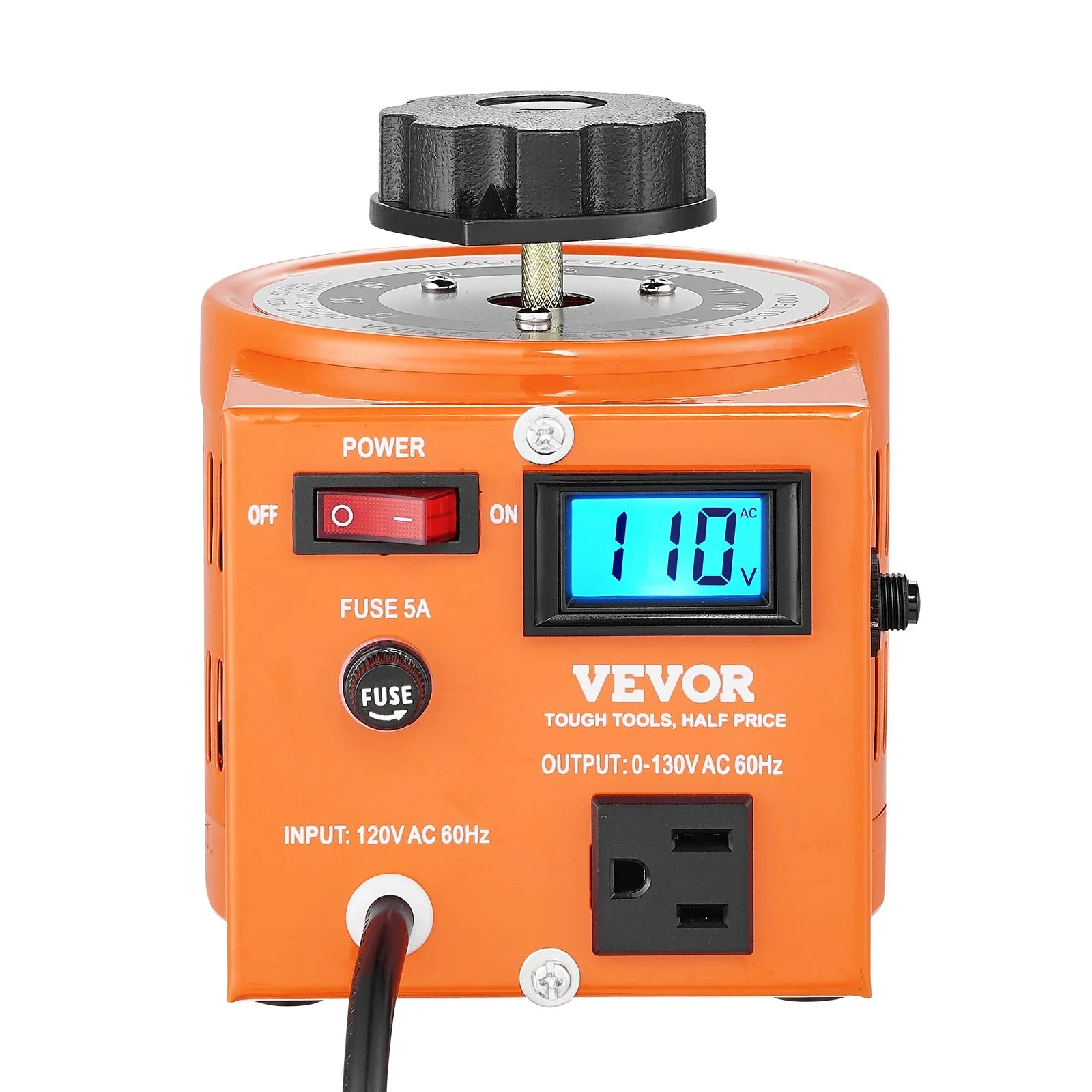 500VA Auto Variable Voltage Transformer, 3.84 Amp, 110V Input 0-130V Output AC Voltage Regulator, with LCD Display 4 Extra Fuses Thermal Control Switch for Home Industrial Office - Image 8