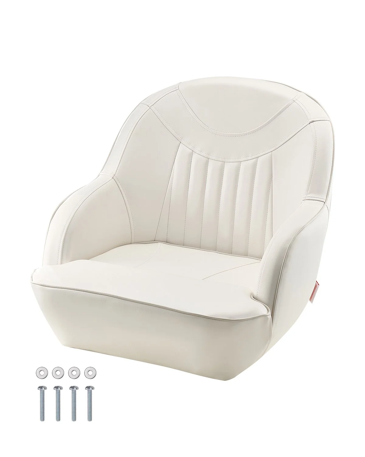 Boat Seat, Low Backrest, Boat Seat Captain Bucket Seat with Thickened Sponge Cushion & Waterproof PVC Leather, Ergonomic Design, Suitable for Fishing Boats, Yachts, Ships, White