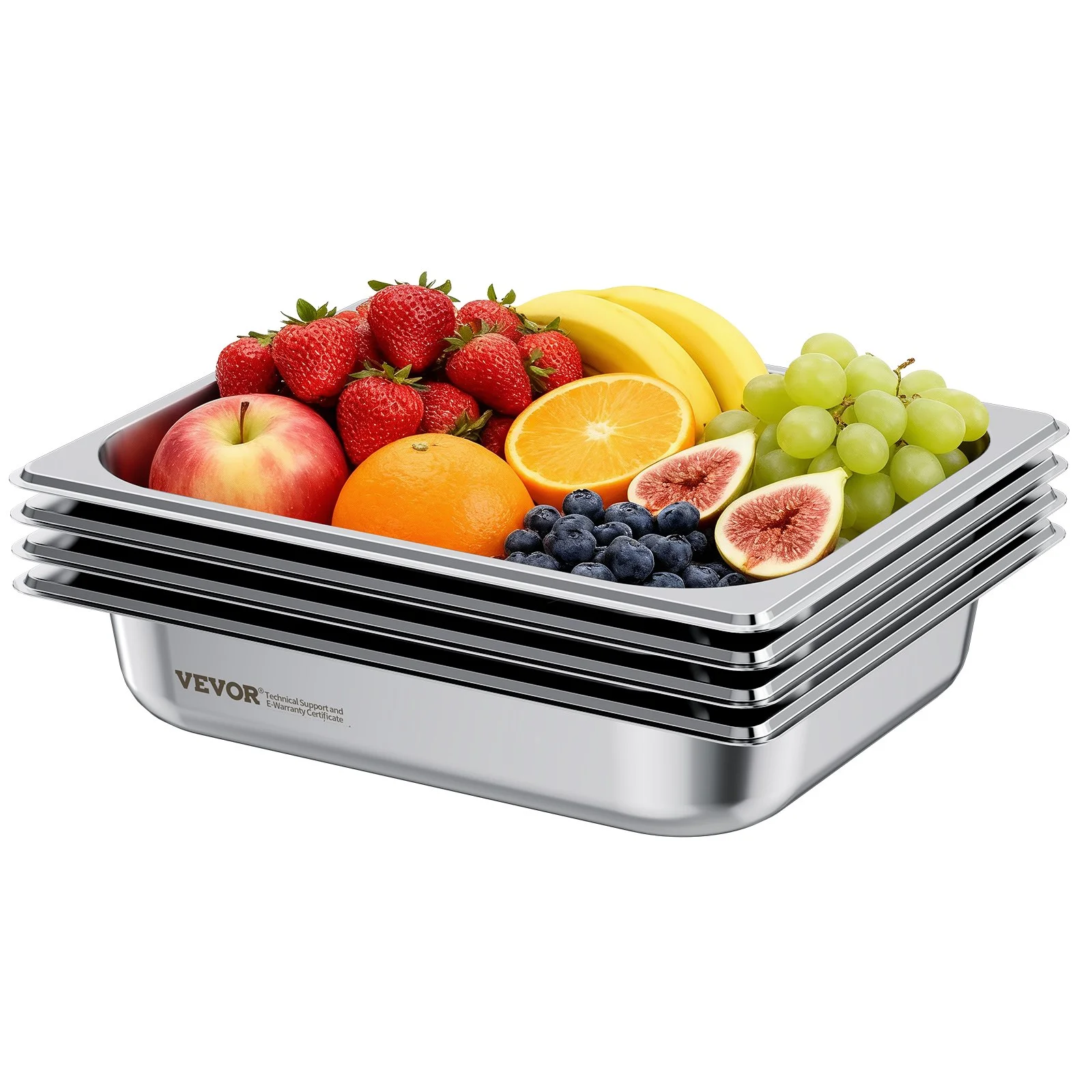 4 Pack Stainless Steam Hotel Pan, 1/2 Size Table Steam Pan, 2.5 Inch Deep Anti Jam Restaurant Supplies Reusable Rustproof Catering Storage for Home, Party, Restaurant, Hotel, Buffet