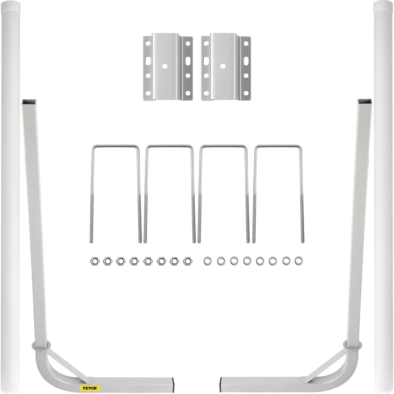 Boat Trailer Guide-on, 60", 2PCS Steel Trailer Post Guide ons, with White PVC Tube Covers, Complete Mounting Accessories Included, for Ski Boat, Fishing Boat or Sailboat Trailer