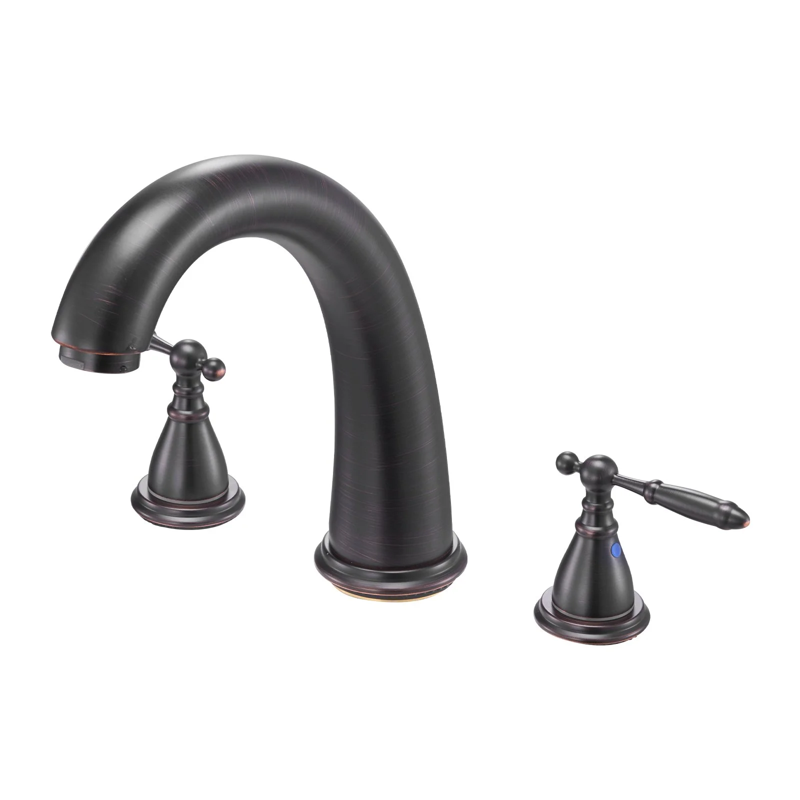 Roman Tub Faucet, 3 Hole Waterfall Bathtub Faucet, Gooseneck Bath Tubs Faucets Set with 2 Handles, Roman Tub Faucets Deck Mount for Pet Washing, Adult Bathing, Bronze, Temperature Control