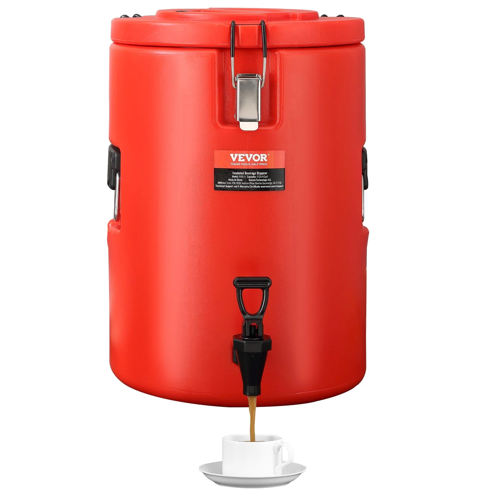 Stainless Steel Insulated Beverage Dispenser, 4.5 Gallon 17.2 Liter, Thermal Hot and Cold Drink Server Dispenser with Spigot Handle, Food-grade for Hot Tea Coffee Water Restaurant Drink Shop