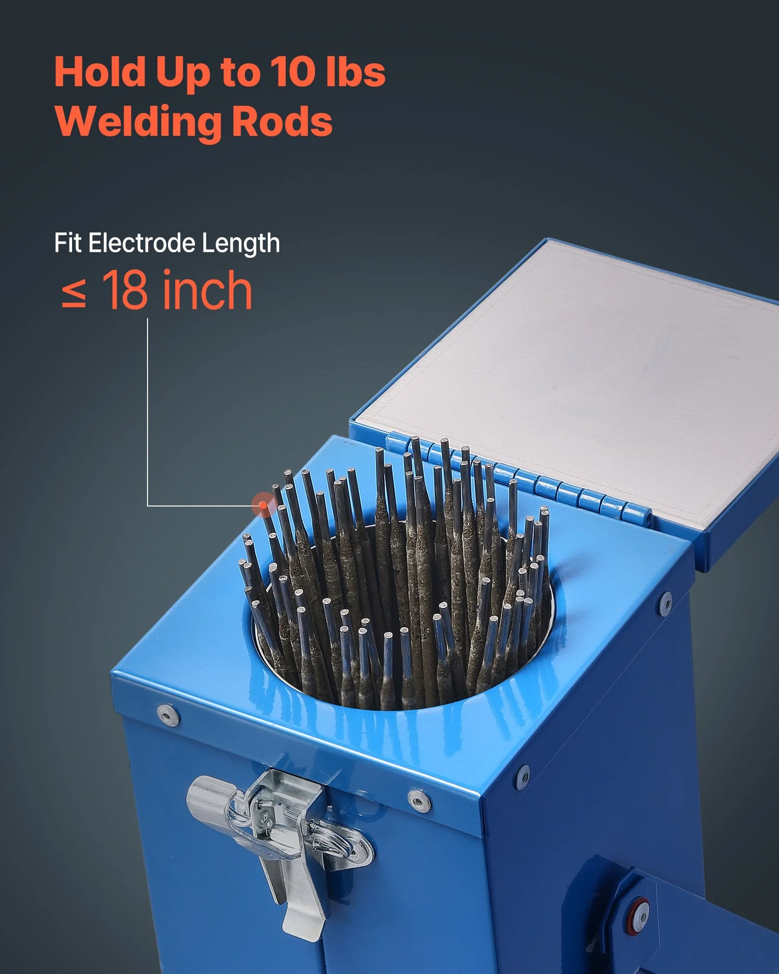 Portable Welding Rod Oven, 10LBS Capacity Electrodes Drying Oven 230W 120V, 300℉ Fast Heating Welding Rods Dryer for 18-inch Stick Electrodes - with Easy-to-Carry Handle & Safety Locking Latch - Image 11
