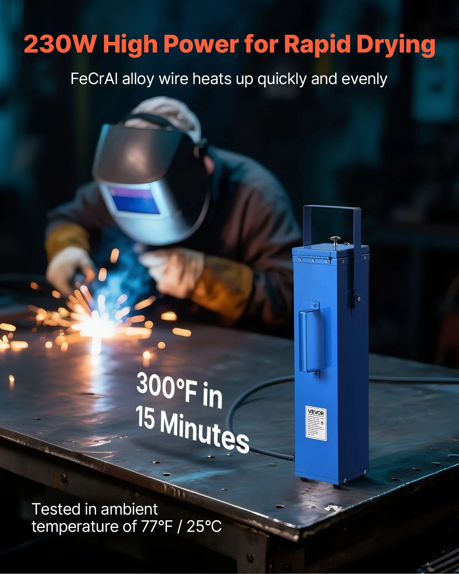 Portable Welding Rod Oven, 10LBS Capacity Electrodes Drying Oven 230W 120V, 300℉ Fast Heating Welding Rods Dryer for 18-inch Stick Electrodes - with Easy-to-Carry Handle & Safety Locking Latch - Image 10