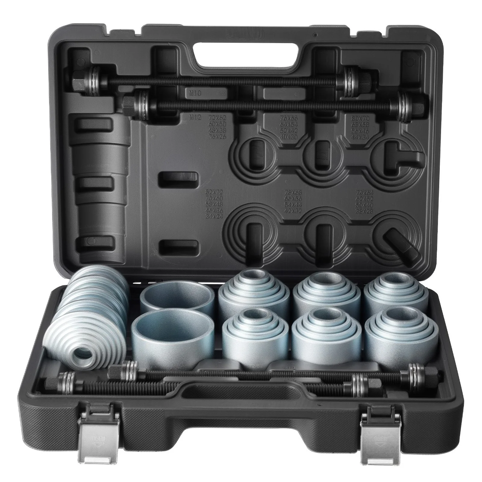 Pull and Press Sleeve Kit, 36 PCS, Steel Bush Removal Insertion Sleeve Tools with Carrying Case, Compatible with LCV and HGV Engines, for Removing and Installing Bushings, Bearings, and Seals