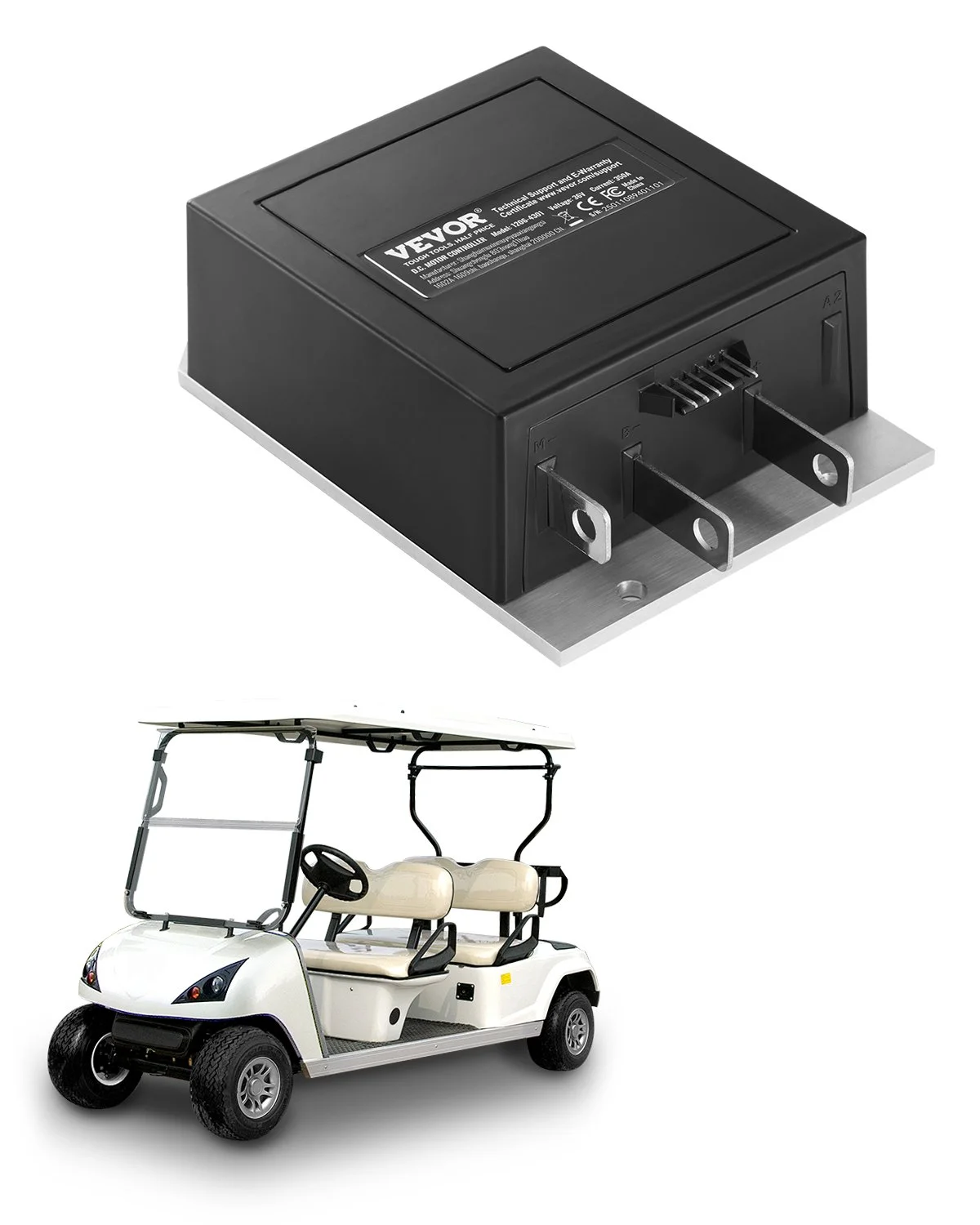 Golf Cart Speed Controller, 36V and 350A, DC Motor Controller Replacement for 1994-2019 EZGO Golf Carts, IP65 Rated Protection, Aluminum Alloy & ABS Housing, Compatible with 1206-4301 Models