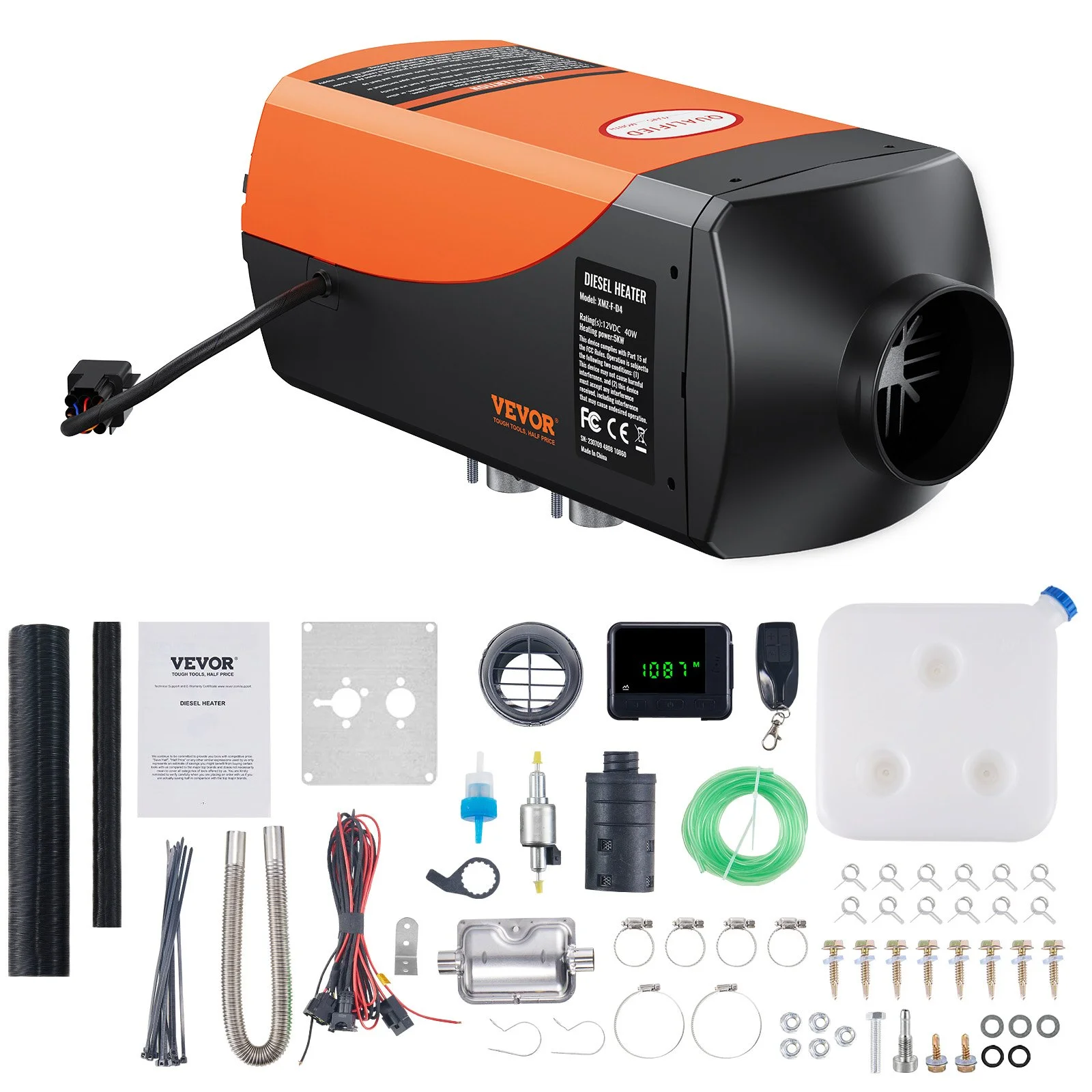 Diesel Air Heater, 12V 5KW Diesel Heater with Remote Control and LCD, 10L Fuel Tank Diesel Parking Heater, Rapid Heating and Low Noise for RV Trailer Camper Van Boat