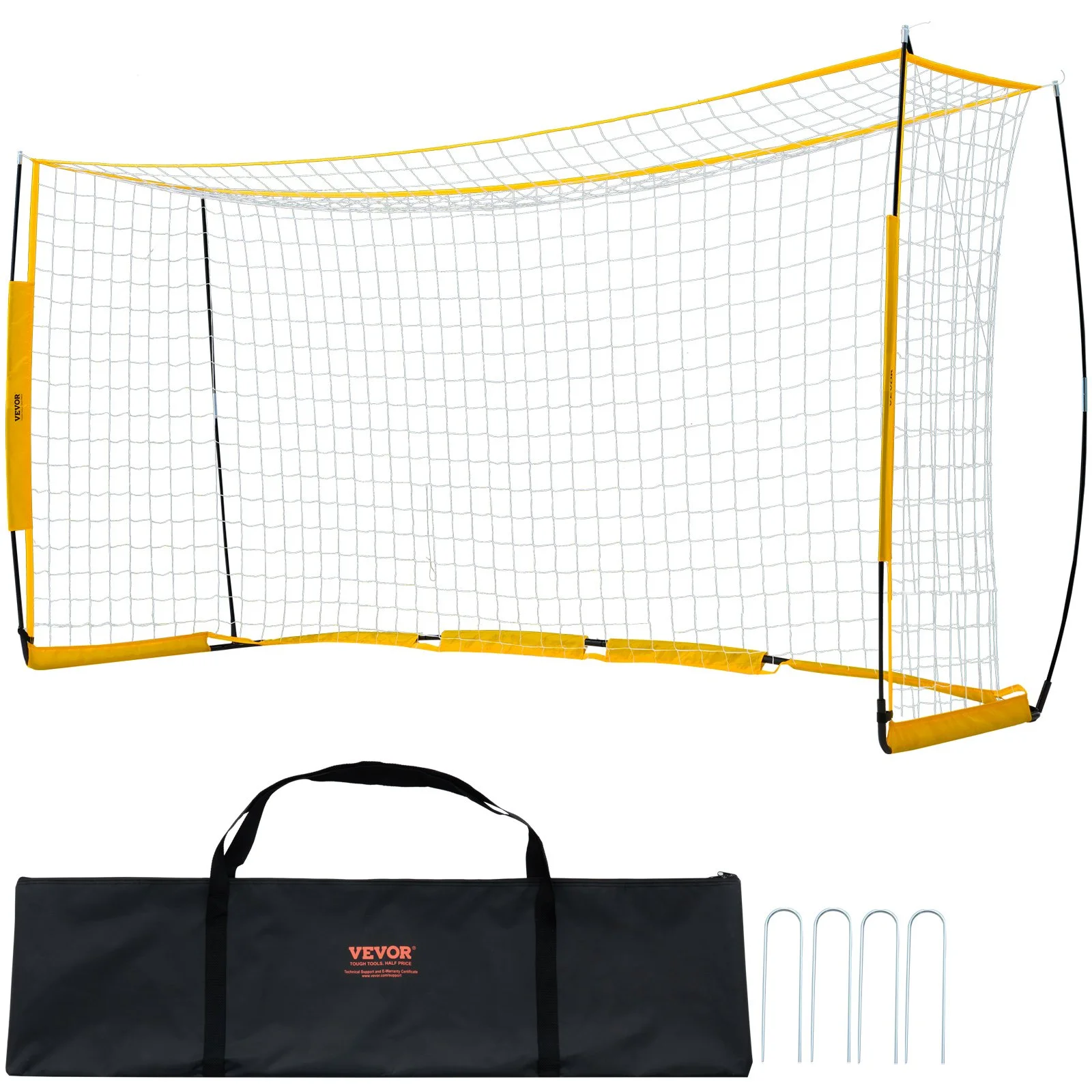 Portable Soccer Goal, 12x6 ft Adults Kids Backyard Soccer Net, Large Practice Soccer Net, Steel Fiberglass Structure Training Goal Set, All-Weather Outdoor Soccer Goals with Carry Bag, Yellow