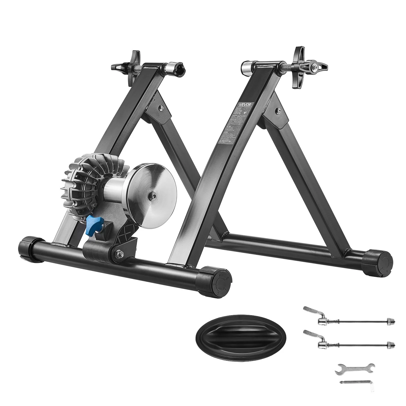 Bike Trainer, 26-29 Inch & 700C Wheels, Foldable Fluid Bicycle Stationary Trainer Stand for Indoor Exercise Riding with Quick Release Skewer & Front Wheel Riser Block, Fits Road Bikes, Black