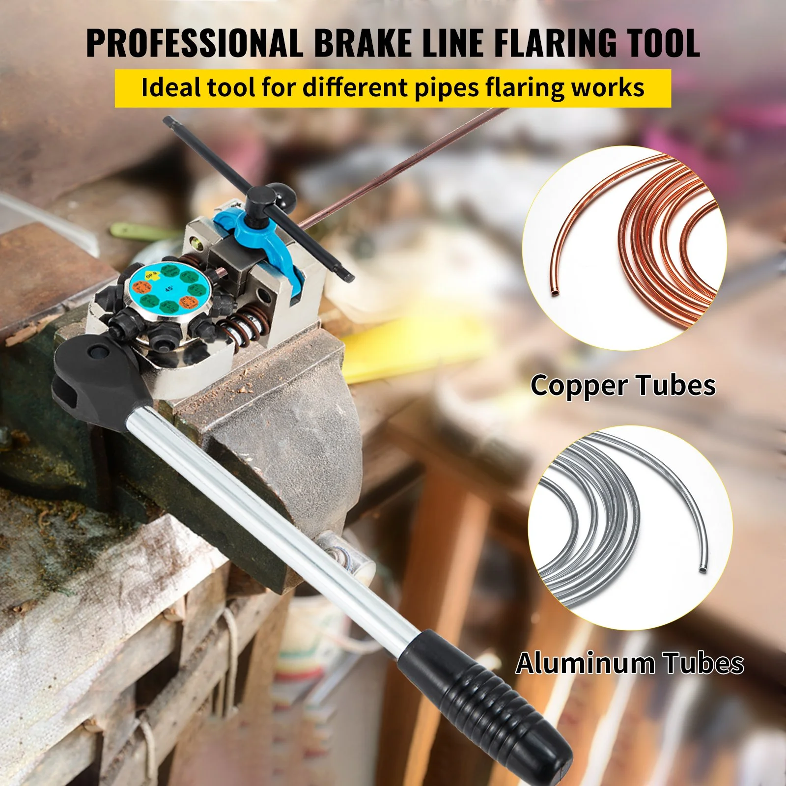 Brake Line Flaring Tool, 45 Degree Single, Double, and Bubble Flares for 3/16", 1/4", 5/16" and 3/8" Tube Size, Suitable for Soft Metal of Copper Lines - Image 5