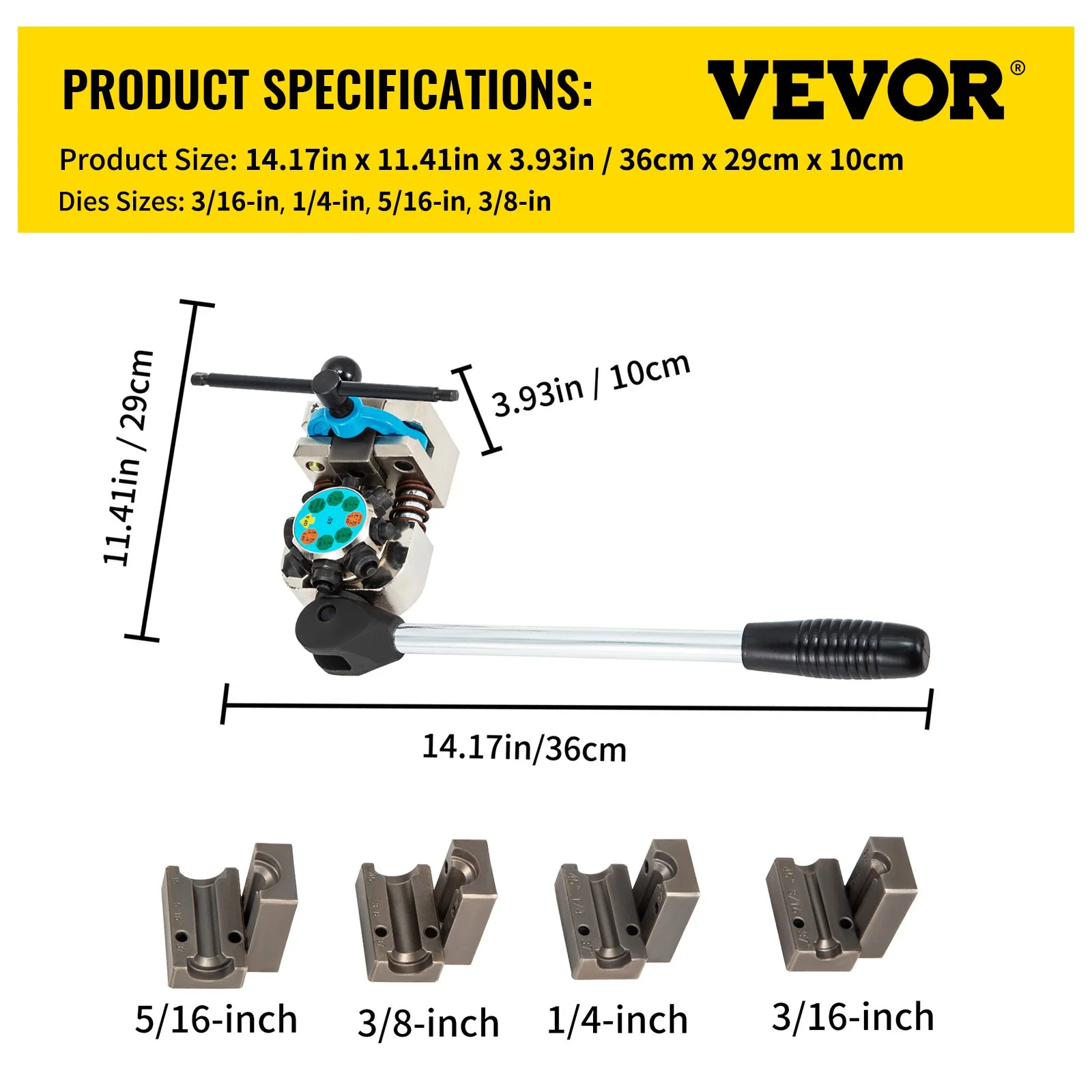 Brake Line Flaring Tool, 45 Degree Single, Double, and Bubble Flares for 3/16", 1/4", 5/16" and 3/8" Tube Size, Suitable for Soft Metal of Copper Lines - Image 4